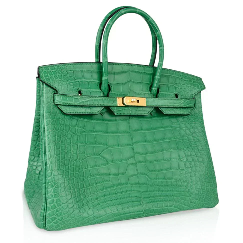👜Birkin 35 Bag Matte Alligator Cactus Gold Hardware