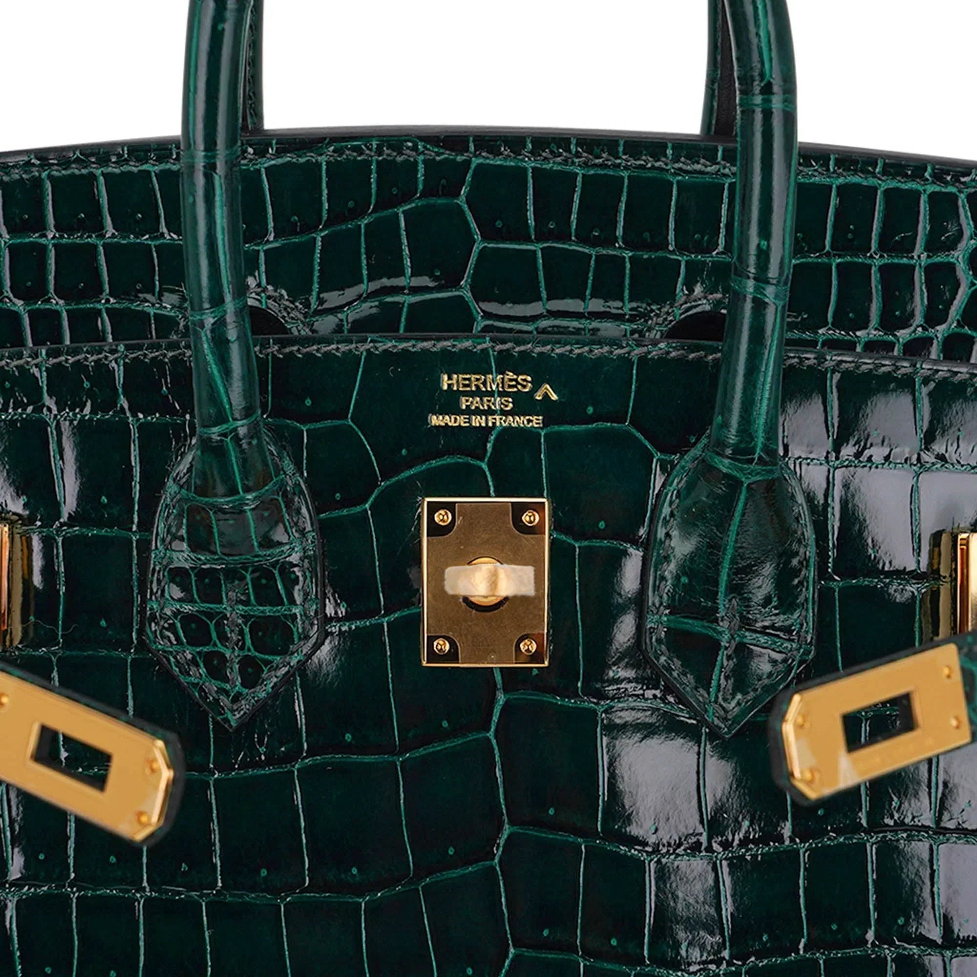 👜Birkin 25 Bag Sellier Vert Fonce Porosus Crocodile Bag with Gold Hardware