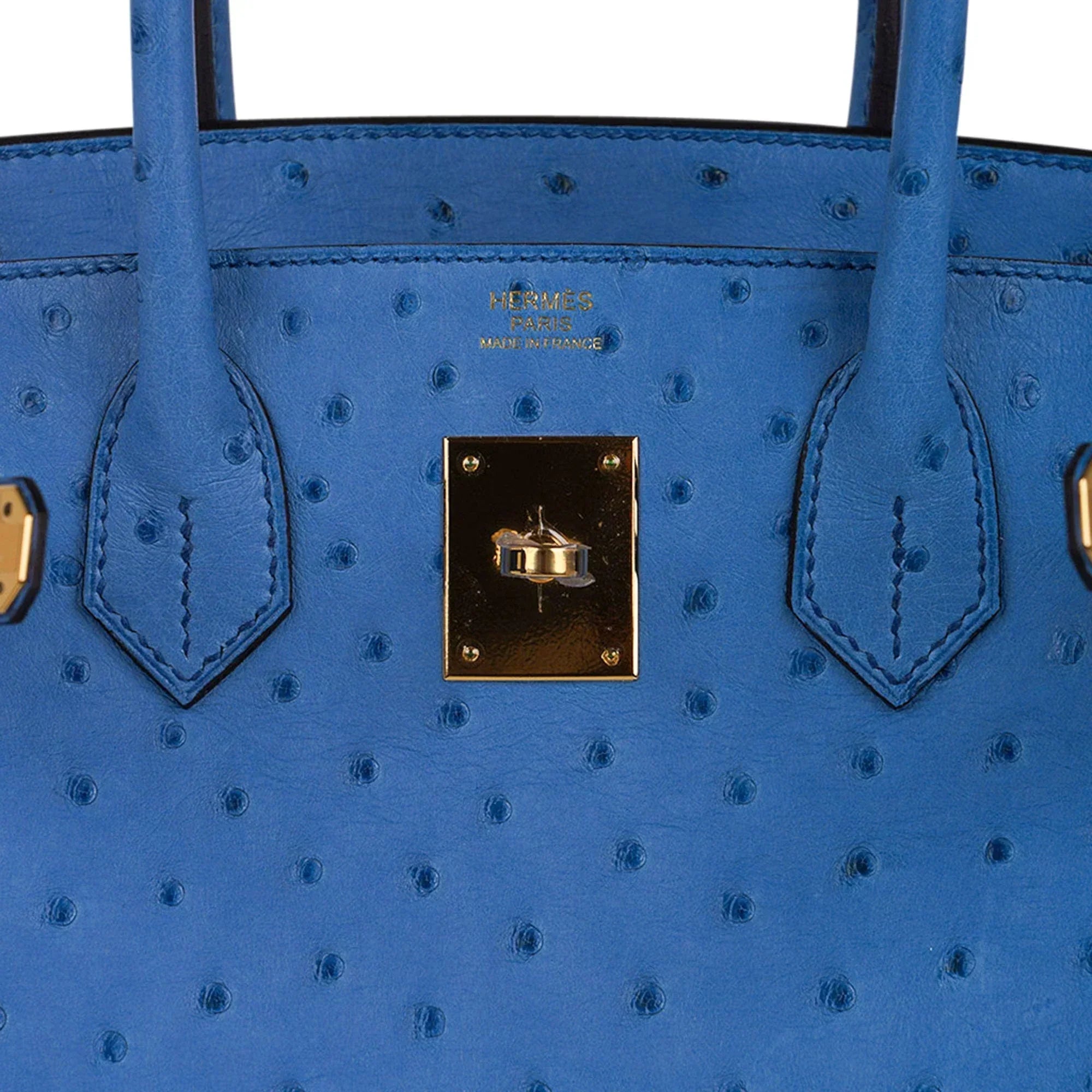 👜Birkin 30 Bag Bleu Mykonos Ostrich with Gold Hardware