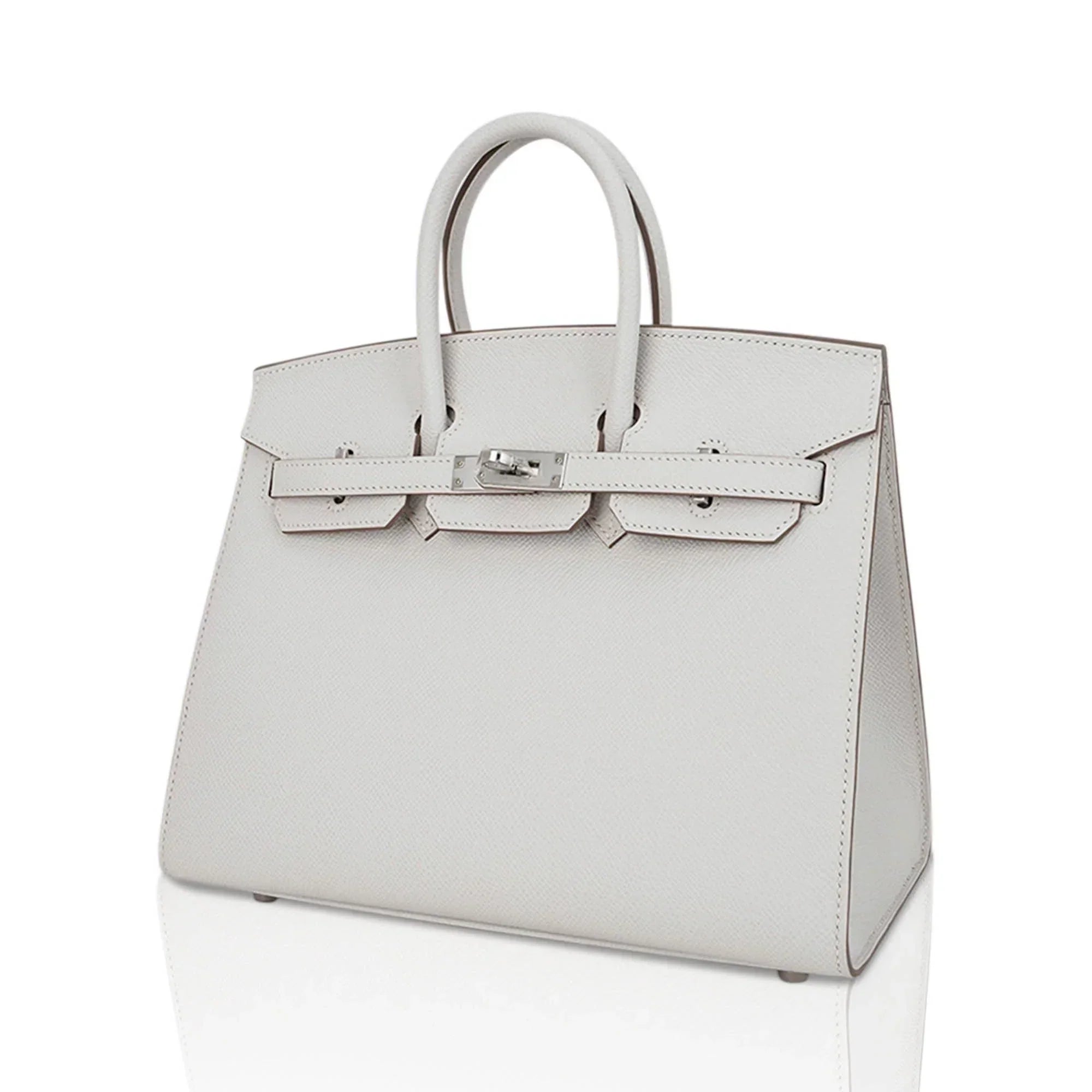 👜Birkin Sellier 25 Bag Gris Pale Epsom Leather with Palladium Hardware