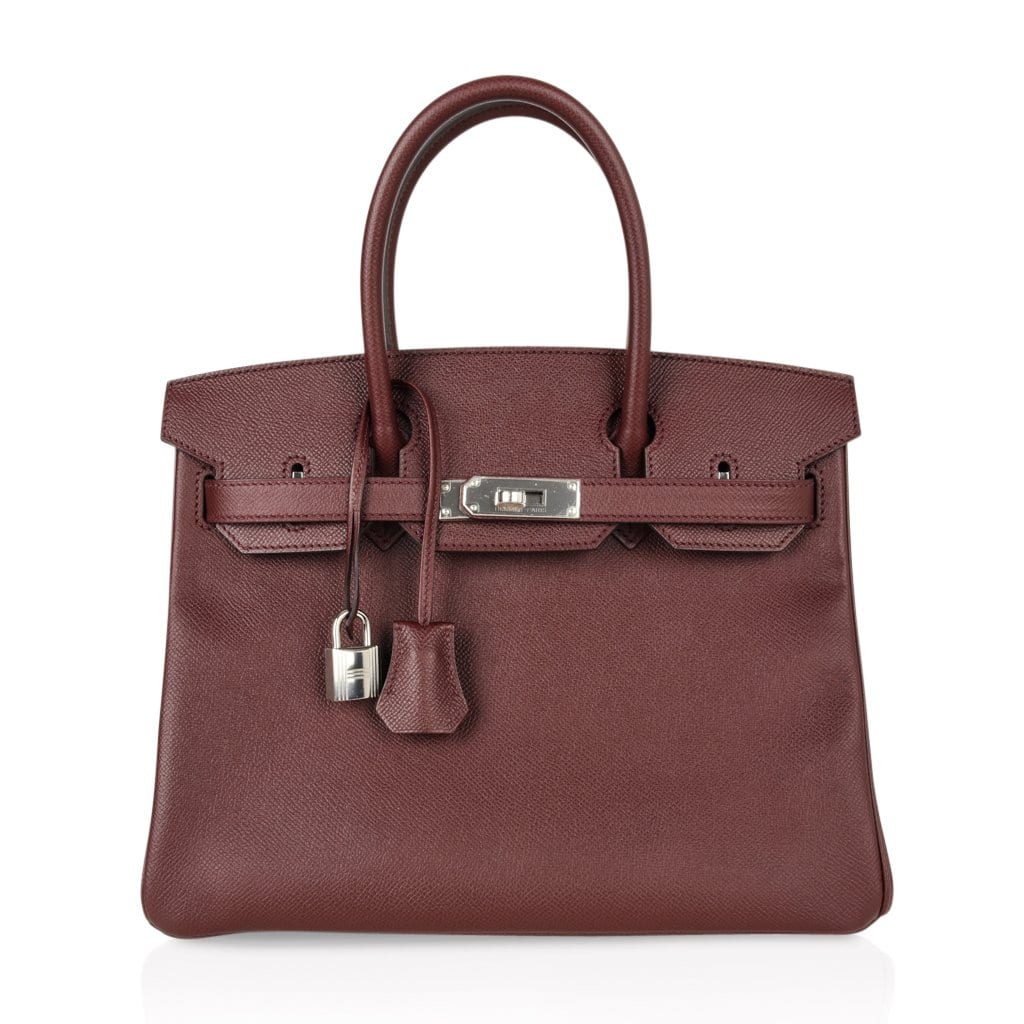 👜Birkin 30 Bag Bordeaux Epsom Palladium Hardware