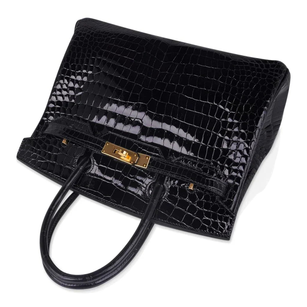 👜Birkin 30 Bag Black Porosus Crocodile with Gold Hardware