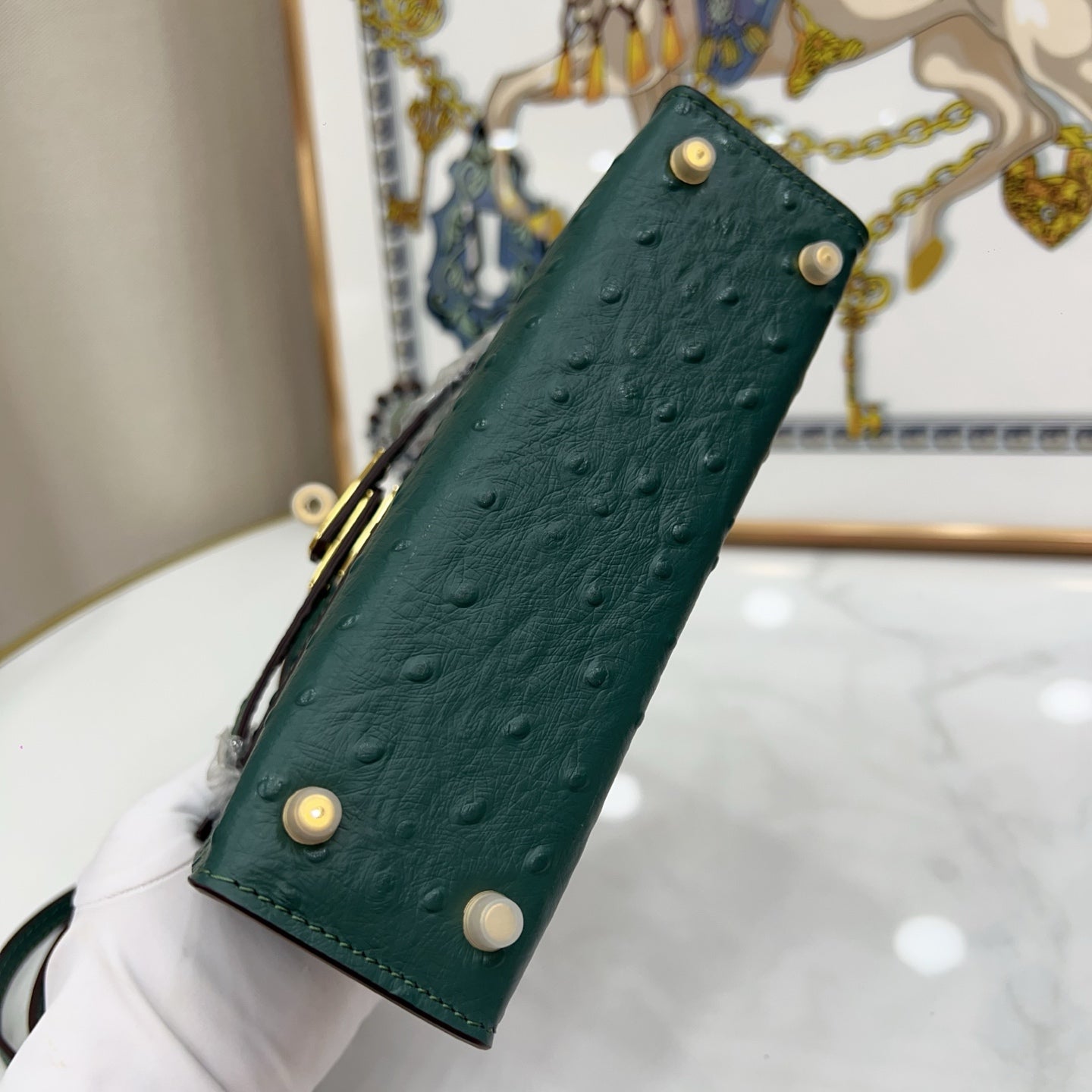 Mini Kelly II Sellier 19cm Vert Cypress Epsom Leather Gold Hardware Mini Women Handbag