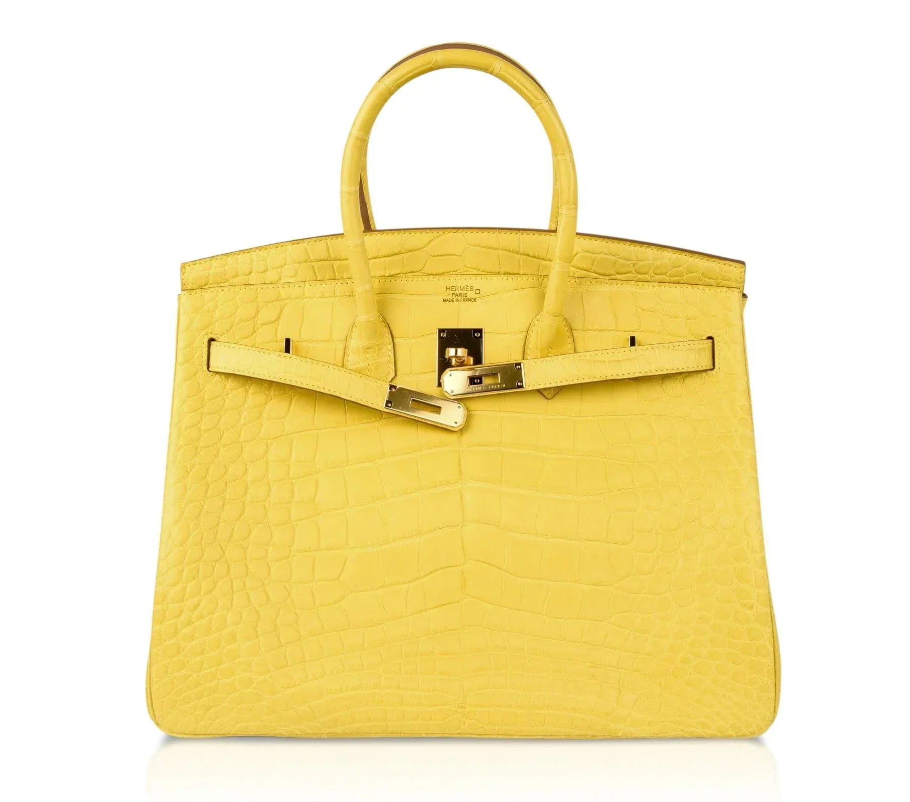 👜Birkin 35 Bag Matte Alligator Mimosa Gold Hardware Crazy Fabulous