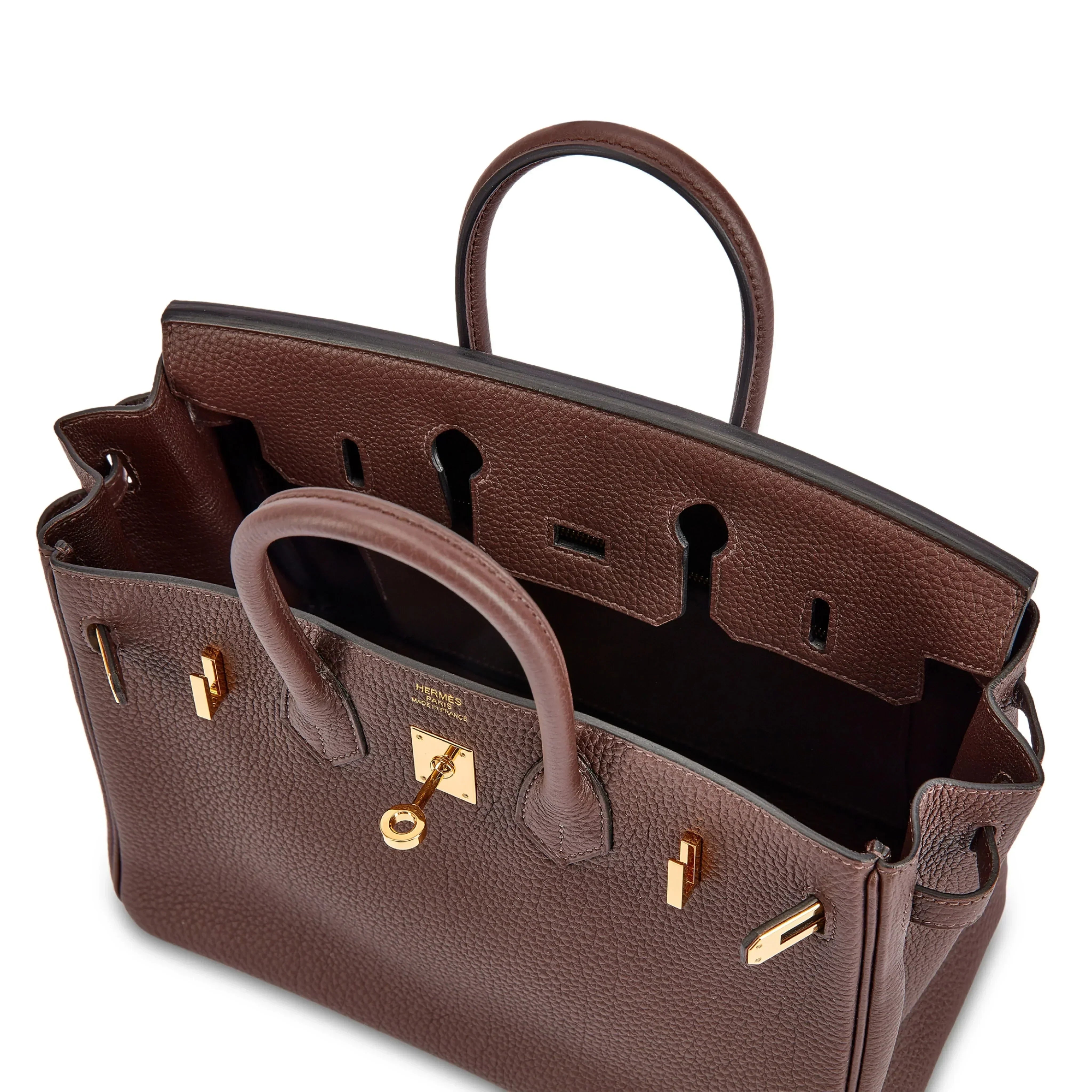 👜Birkin 25 Gold Hardware Chocolat Togo Quilted Epsom Leather Golden Lock