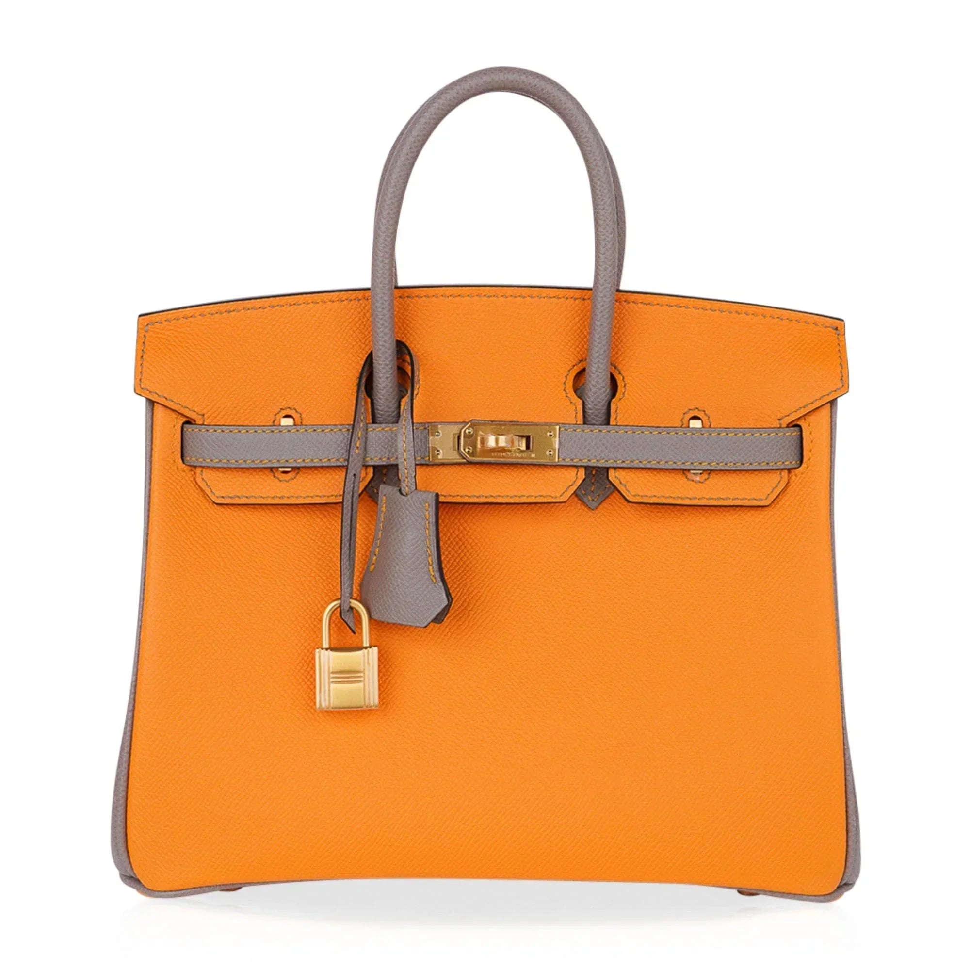 👜Birkin HSS 25 Bag Jaune Ambre / Gris Asphalte Gold Hardware