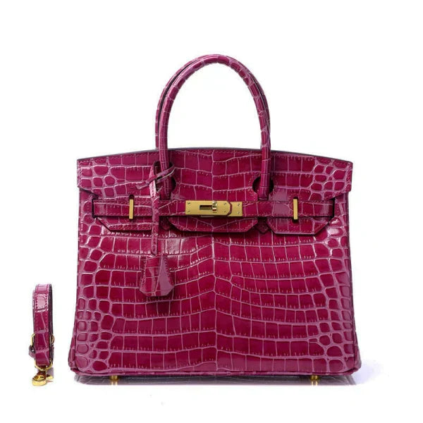 👜Birkin 30 Smooth Croc Print Genuine Leather Top Handle Bags