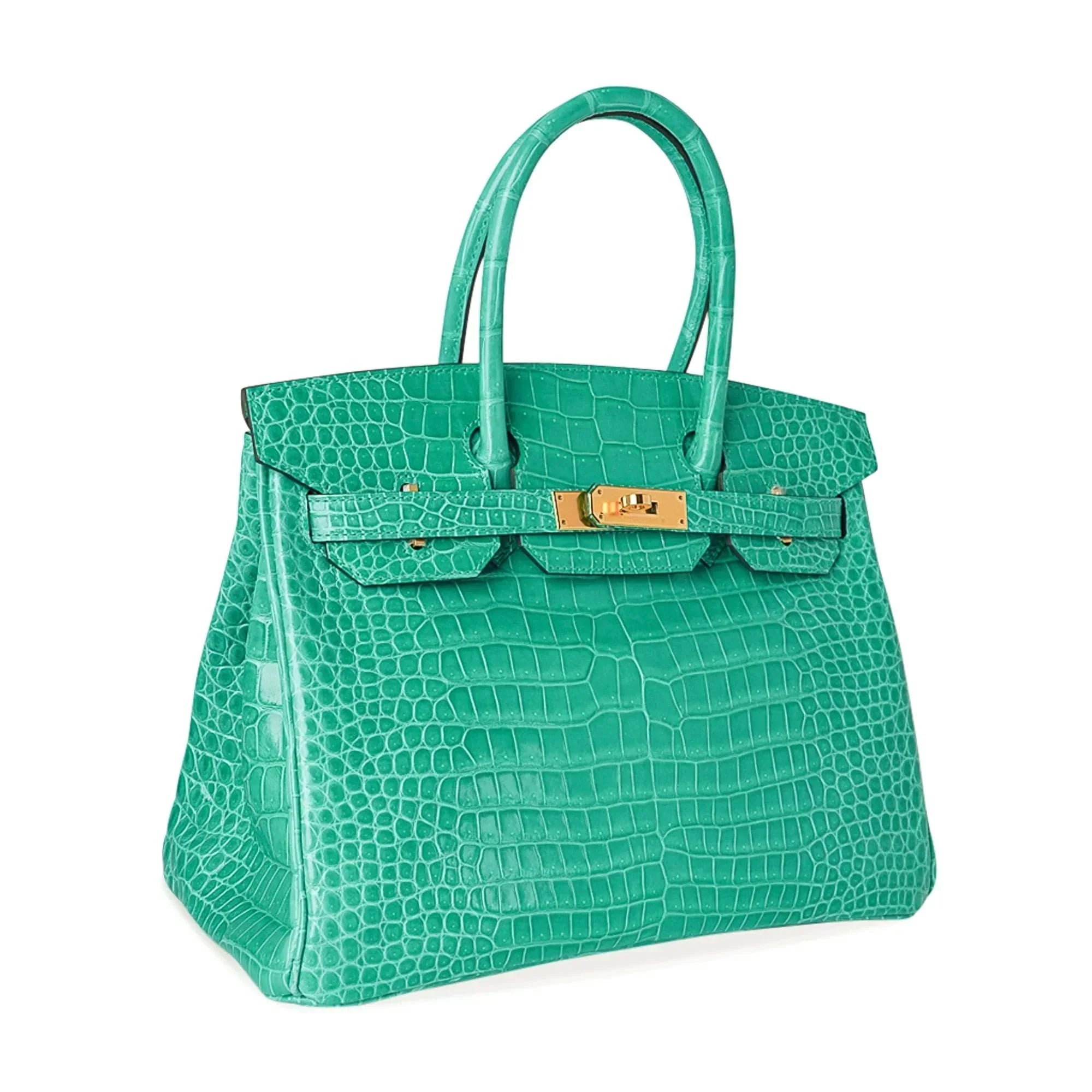 👜Birkin 30 Bag Jade Porosus Crocodile Gold Hardware
