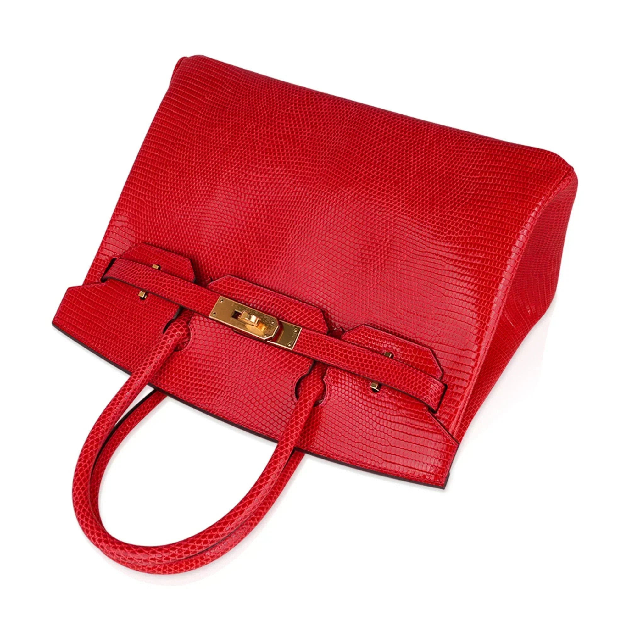 👜Birkin 30 Bag Rouge Exotique Lizard Limited Edition Gold Hardware Rare