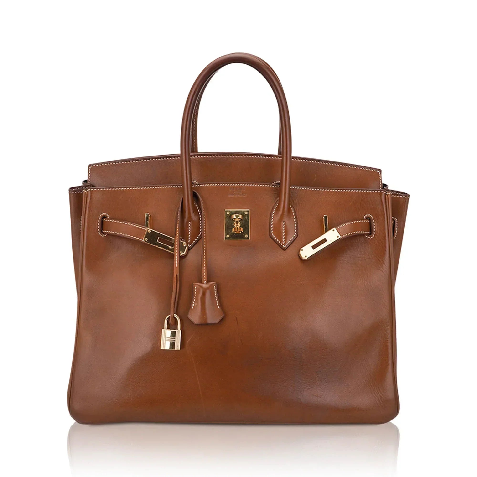 👜Vintage Limited Edition Birkin 35 Bag Fauve Barenia Leather with Gold Hardware