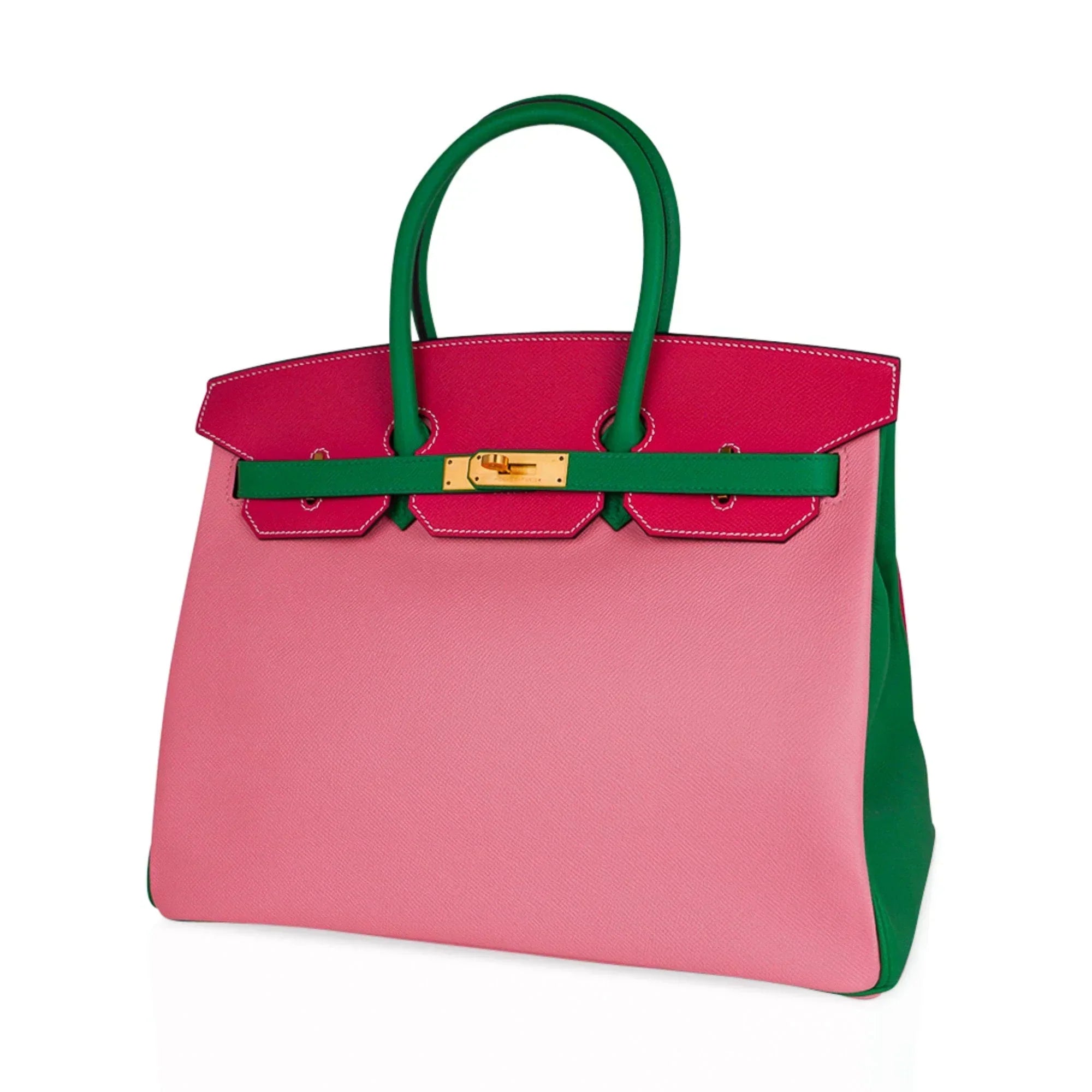 👜Birkin 35 HSS Bag Rose Confetti/Rose Tyrien/Bamboo Brushed Gold Hardware