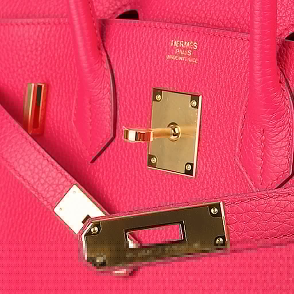 👜Birkin 30 Bag Rose Extreme Clemence Leather with Gold Hardware