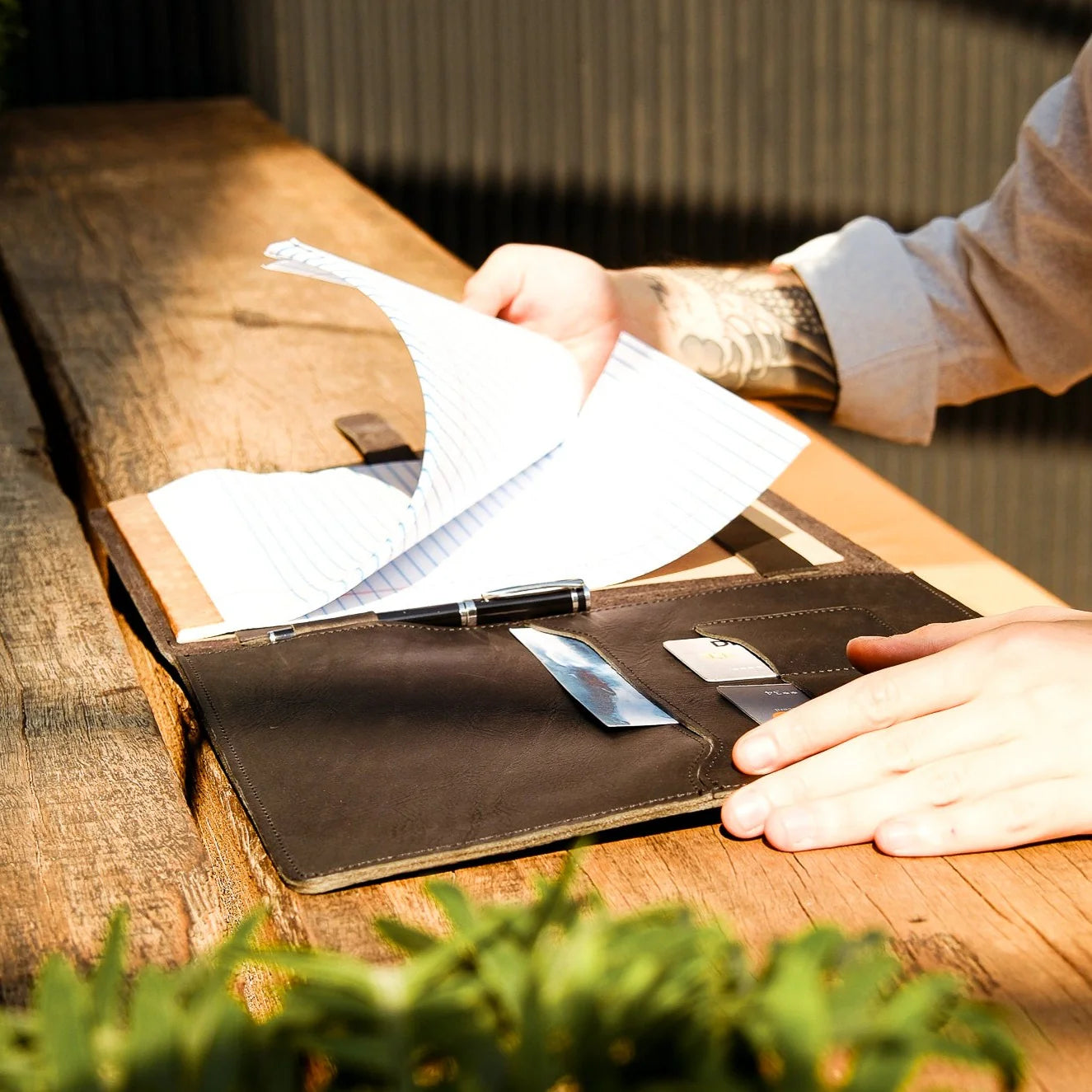 Rectangular Executive Folio Pouch With Multi-Slip Interior Document And Stationery Compartments Portfolio
