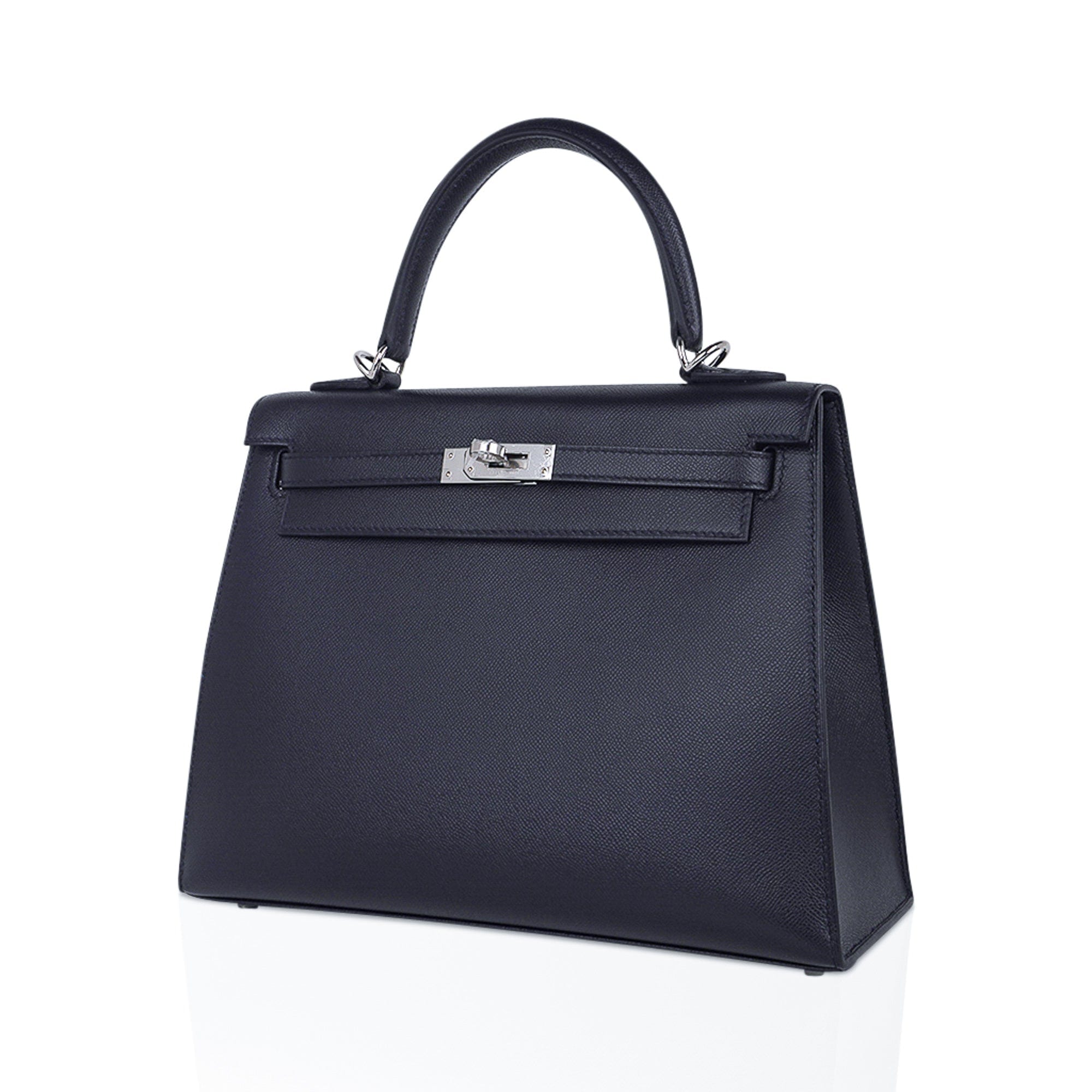 👜Verso Kelly Sellier 25 Bag Bleu de Minuit & Etrusque Veau Madame Leather with Palladium Hardware