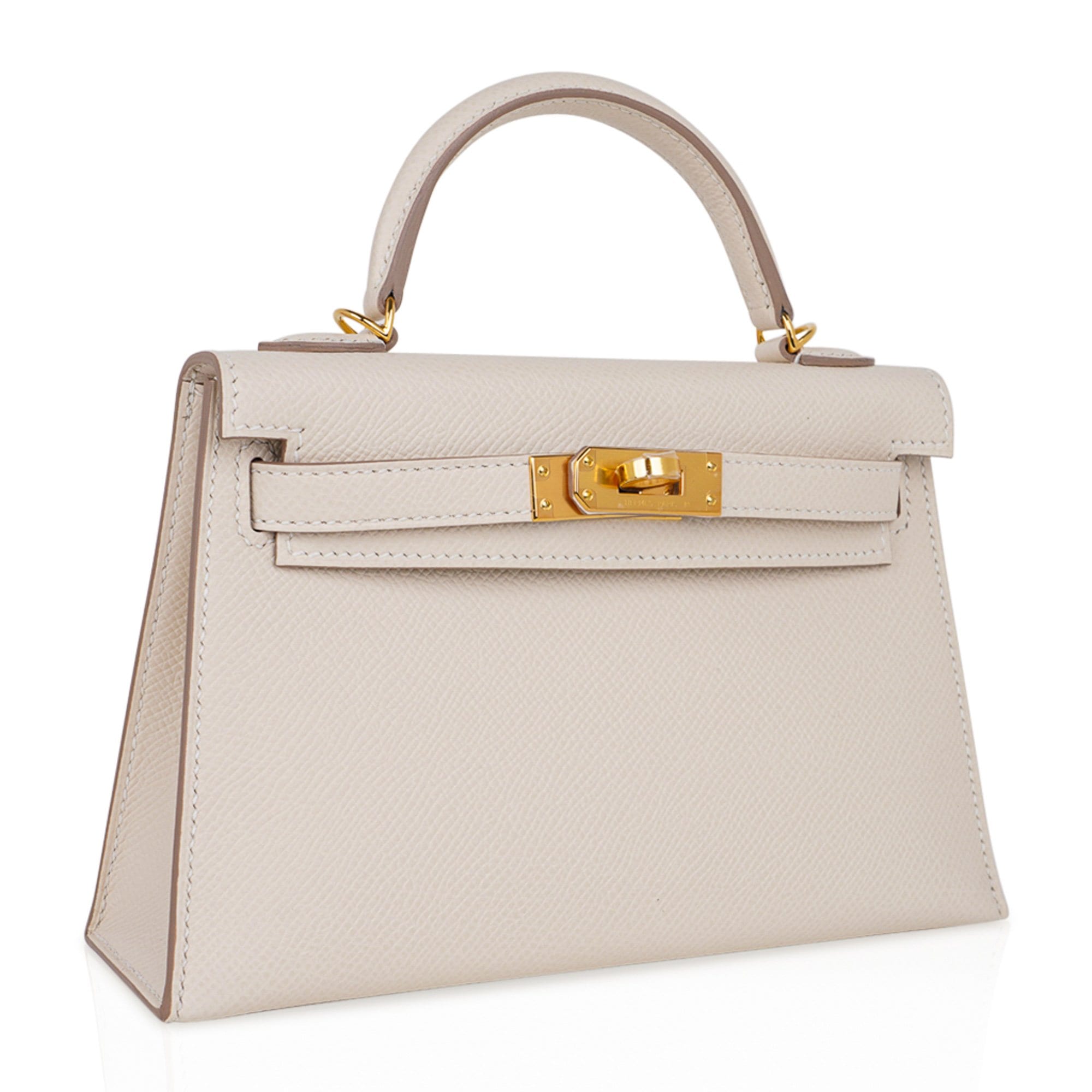 👜Kelly 20 Mini Sellier Bag Craie Epsom Leather with Gold Hardware