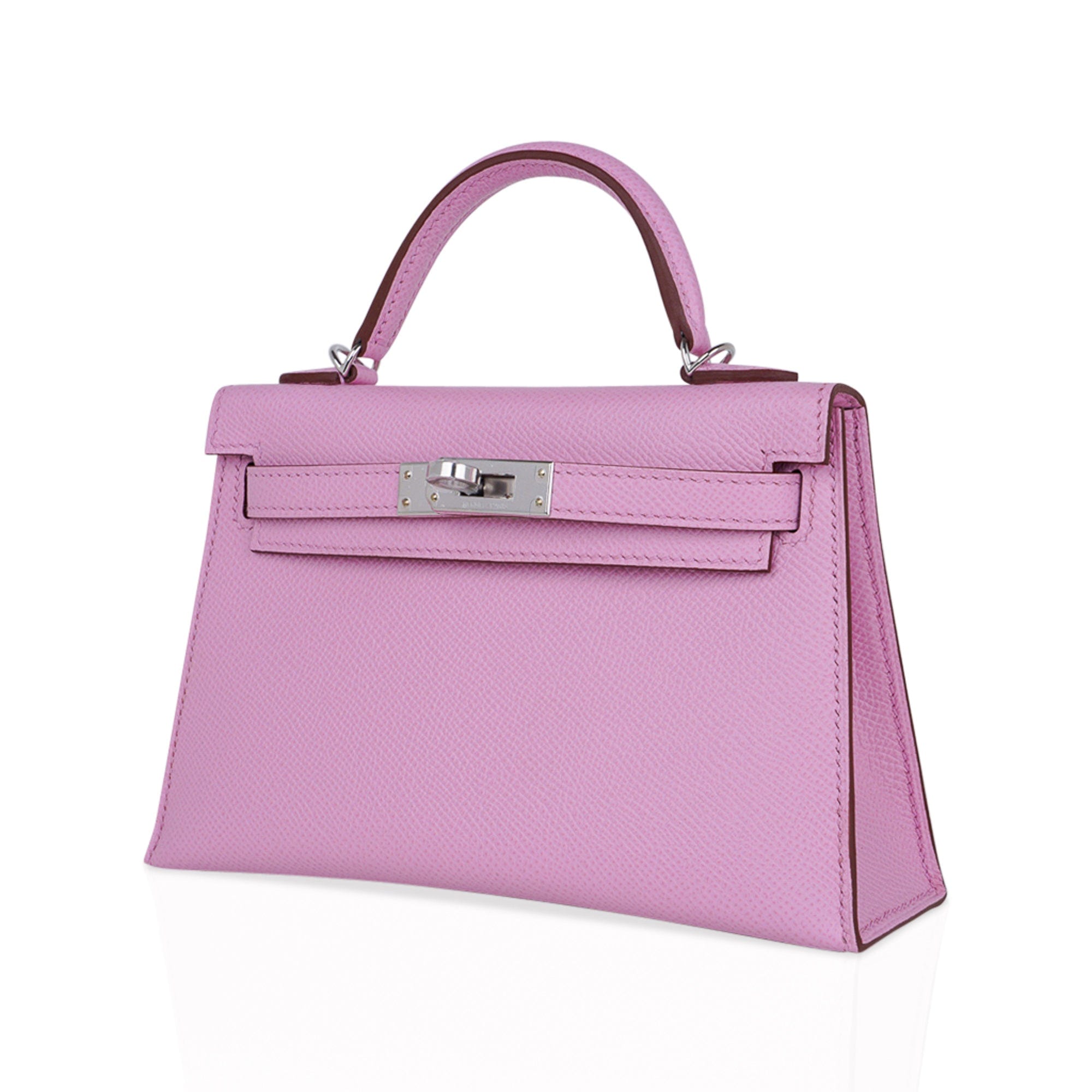 👜Mini Kelly 20 Bag Sellier Mauve Sylvestre Epsom with Palladium Hardware