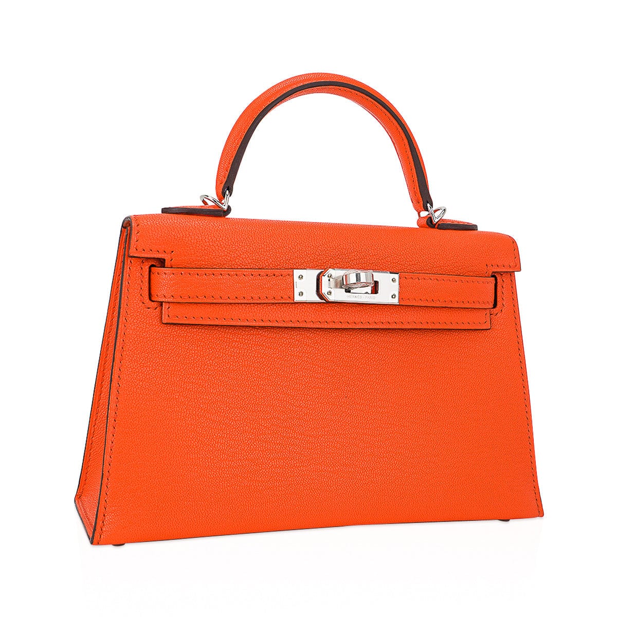 👜Verso Mini Kelly 20 Sellier Bag Feu & Terre Battue Chevre Leather with Palladium Hardware
