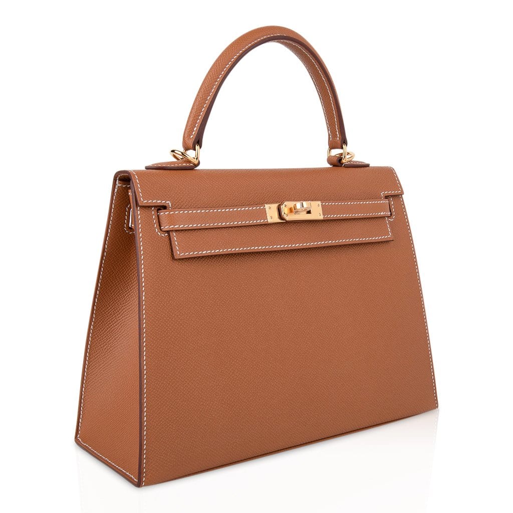 👜Kelly 25 Sellier Bag Gold Epsom Leather with Gold Hardware