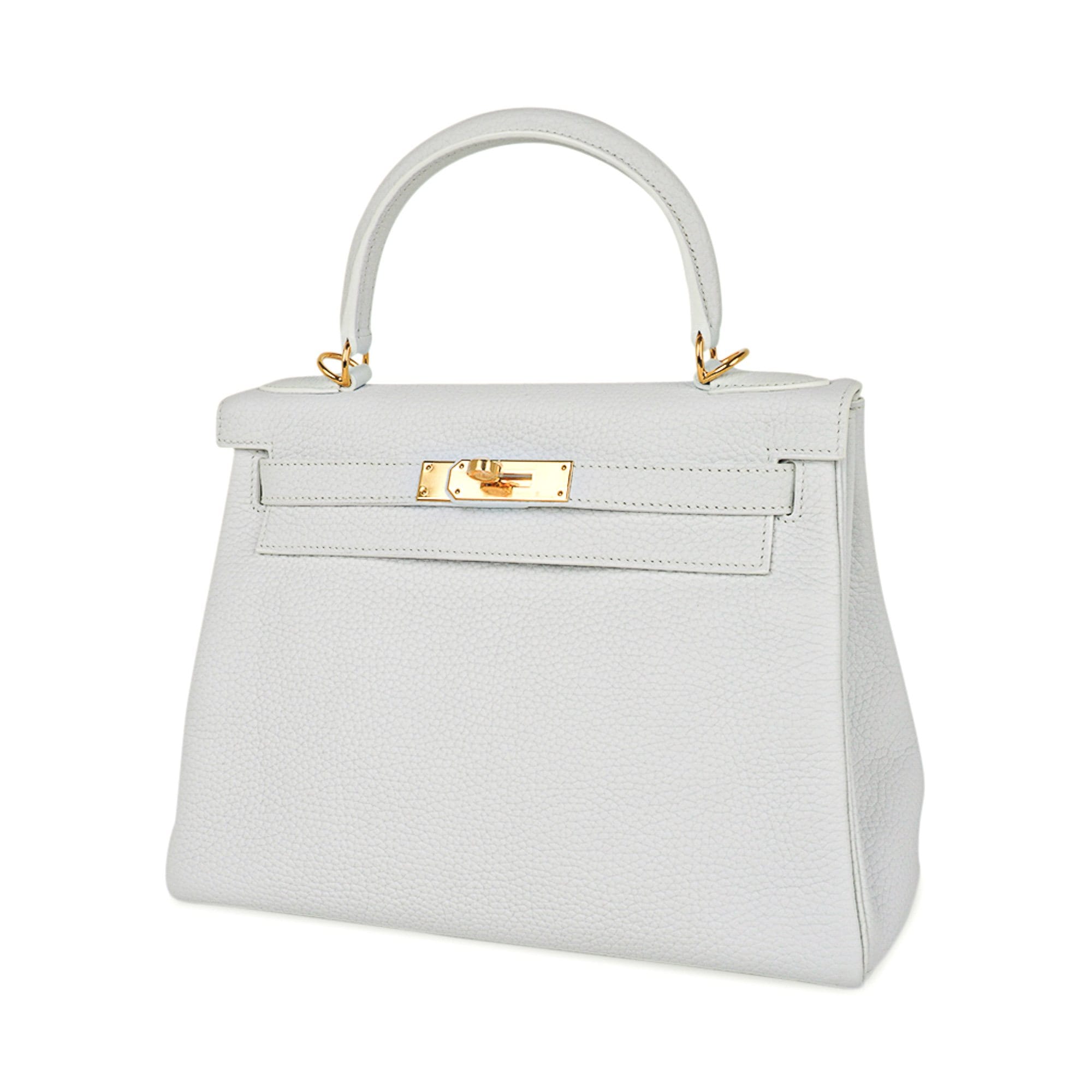 👜Kelly 28 Retourne Bag White Clemence Leather with Gold Hardware