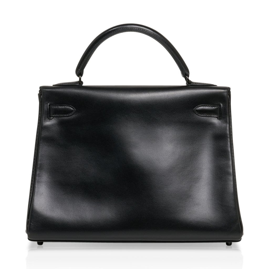 👜Kelly 32 So Black Bag Box Leather Limited Edition