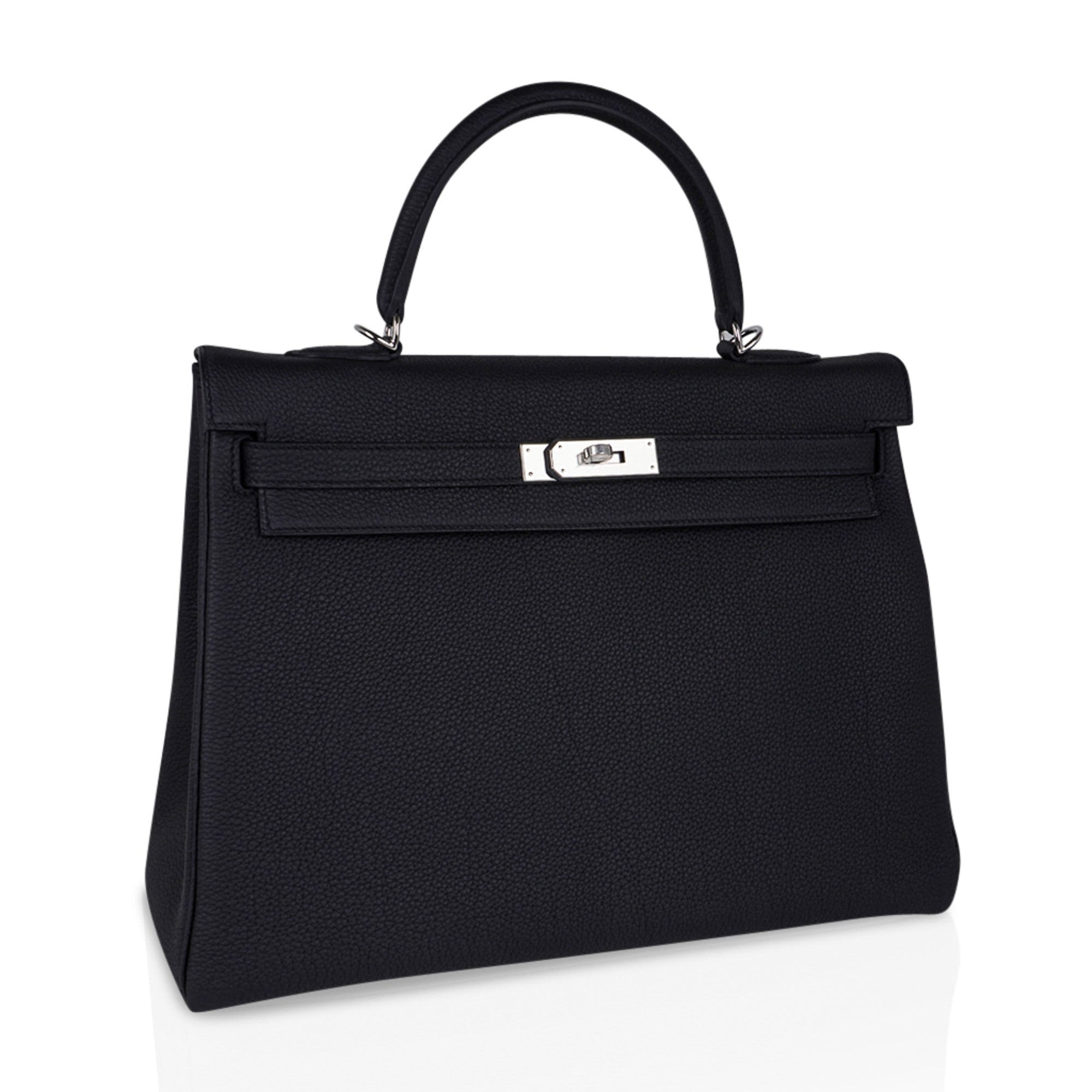 👜Kelly 35 Bag Black Retourne Togo Palladium Hardware New