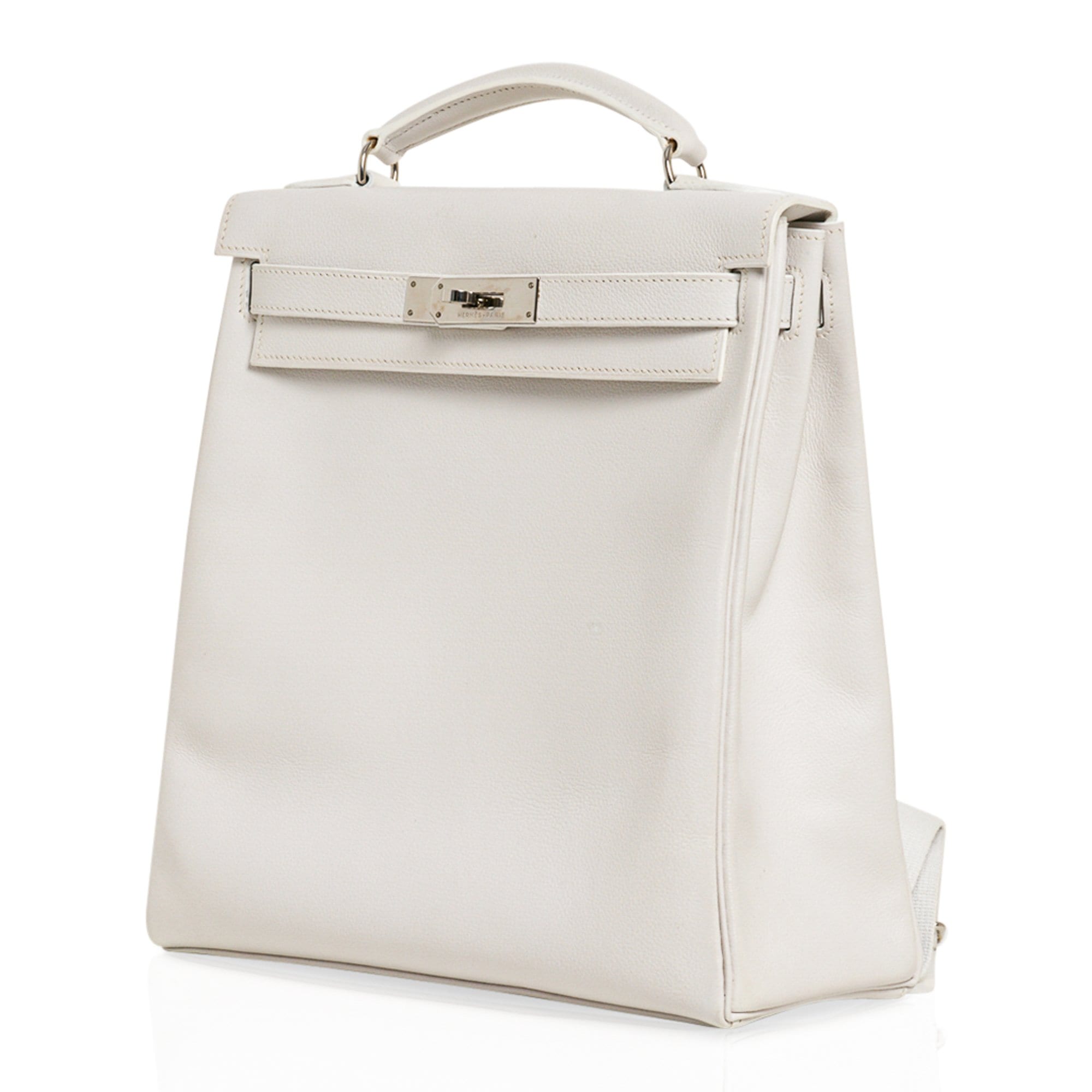 👜Kelly Ado 28 Bag White Evergrain Palladium Hardware