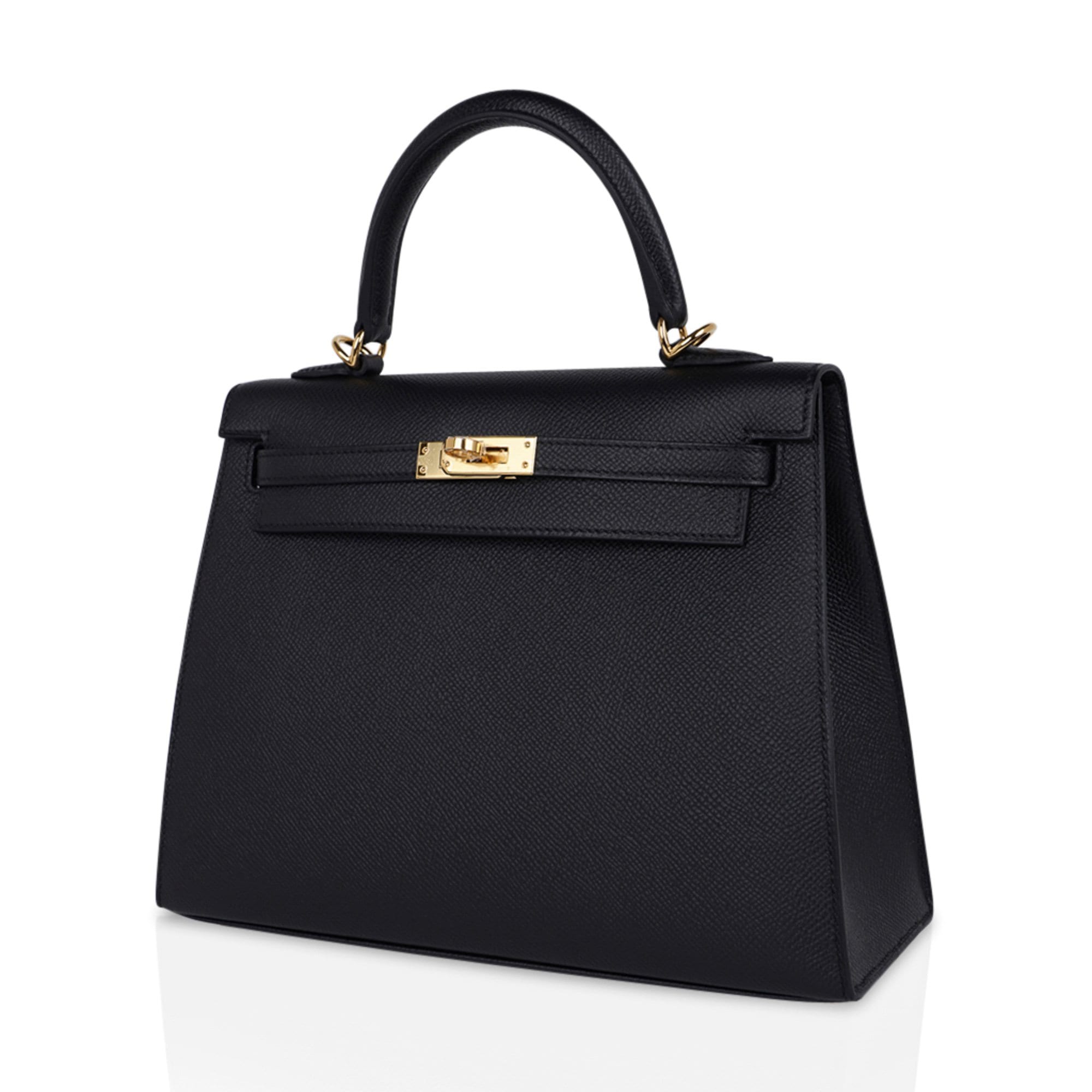 👜Kelly Sellier 25 Bag Black Epsom Gold Hardware New