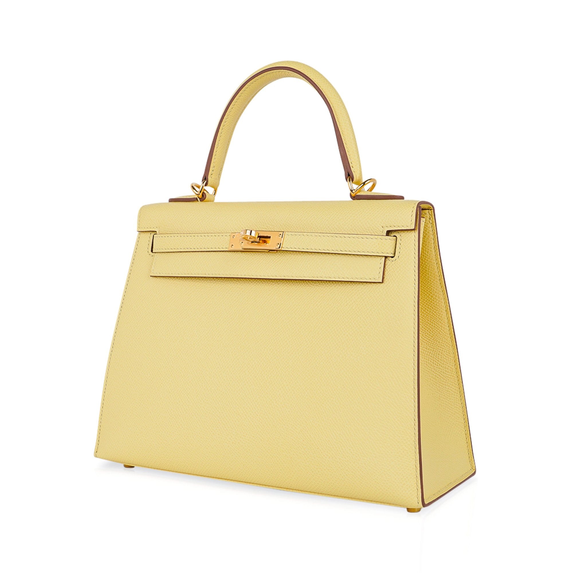 👜Kelly 25 Bag Jaune Poussin Epsom Gold Hardware