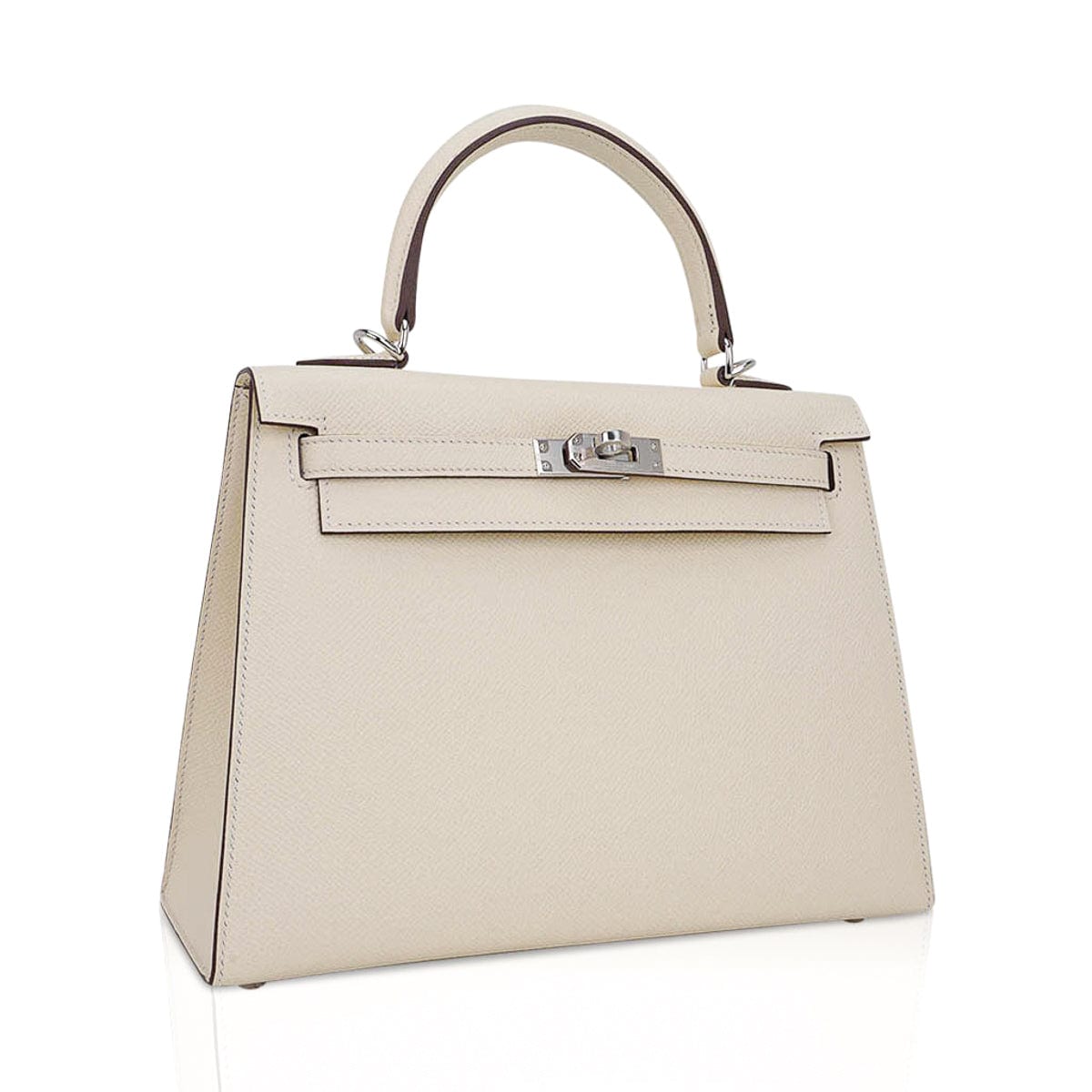 👜Kelly 25 Sellier Bag Nata Epsom Leather with Palladium Hardware