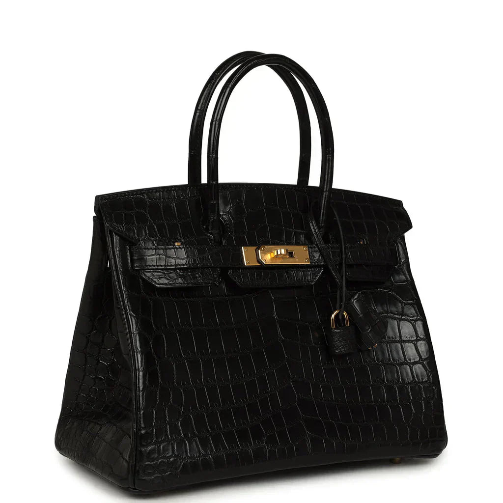 👜Birkin Black Matte Niloticus Crocodile Gold Hardware