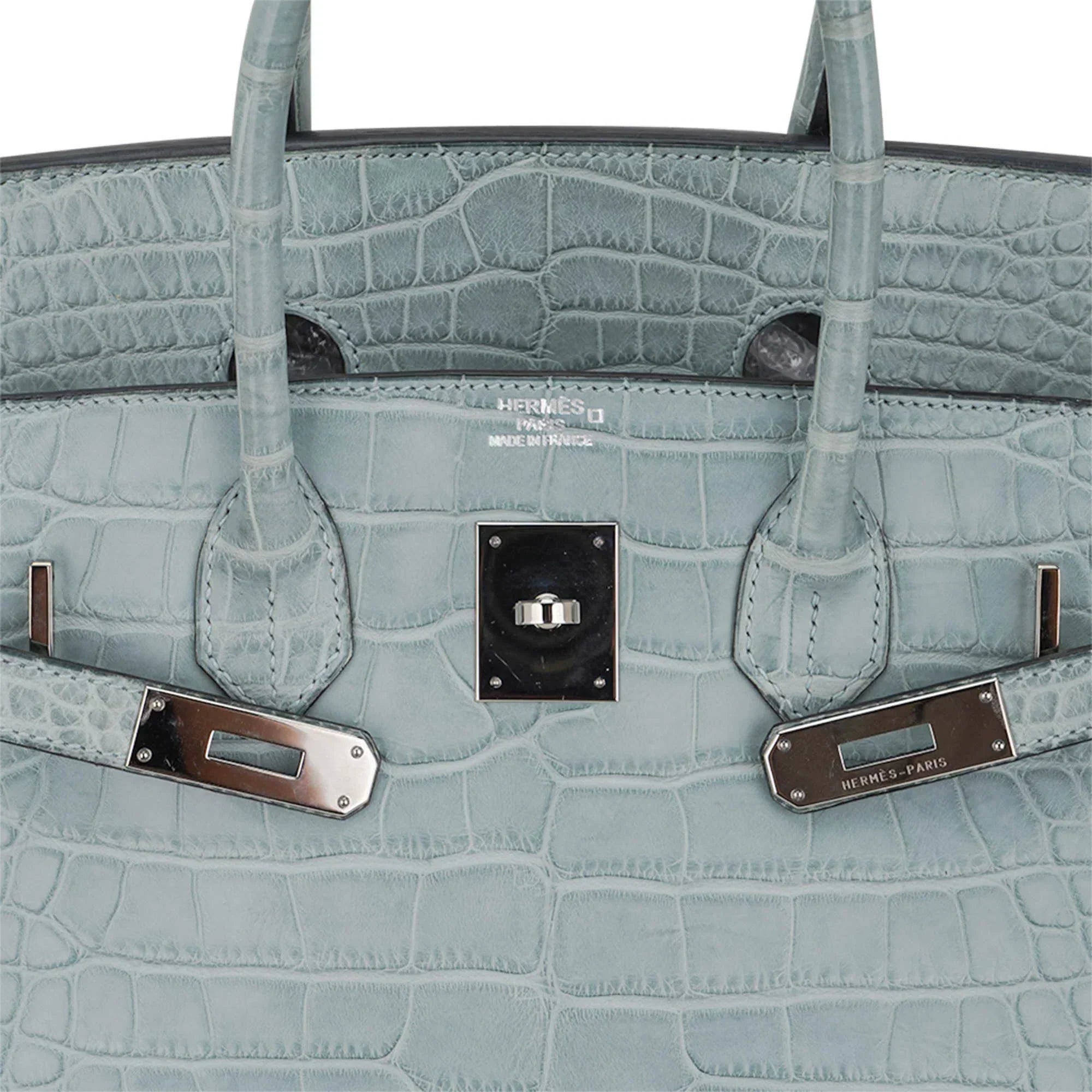 👜Limited Edition Birkin 35 Bag Ciel Matte Alligator with Palladium Hardware