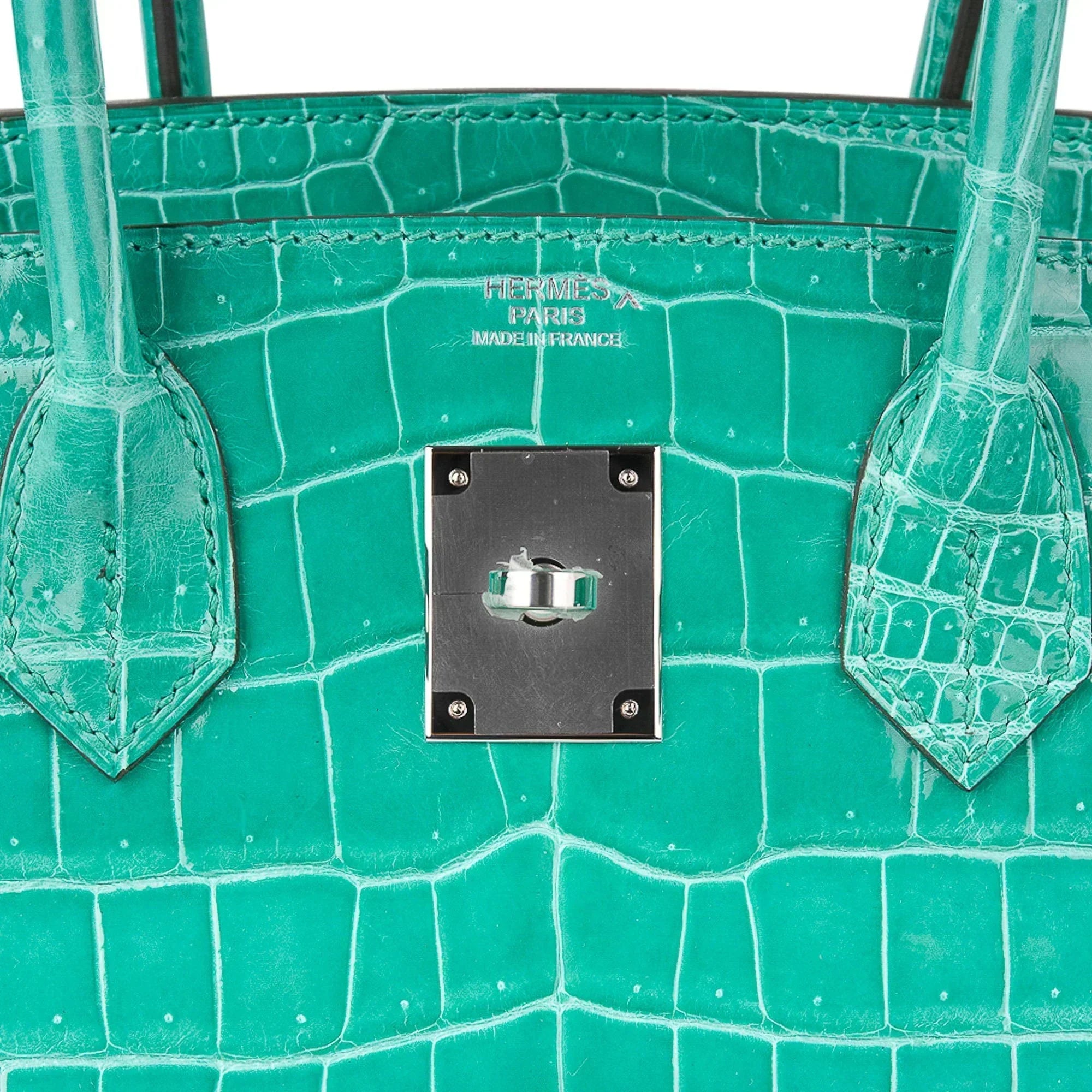 👜Limited Edition Birkin 30 Bag Vert Jade Porosus Crocodile with Palladium Hardware