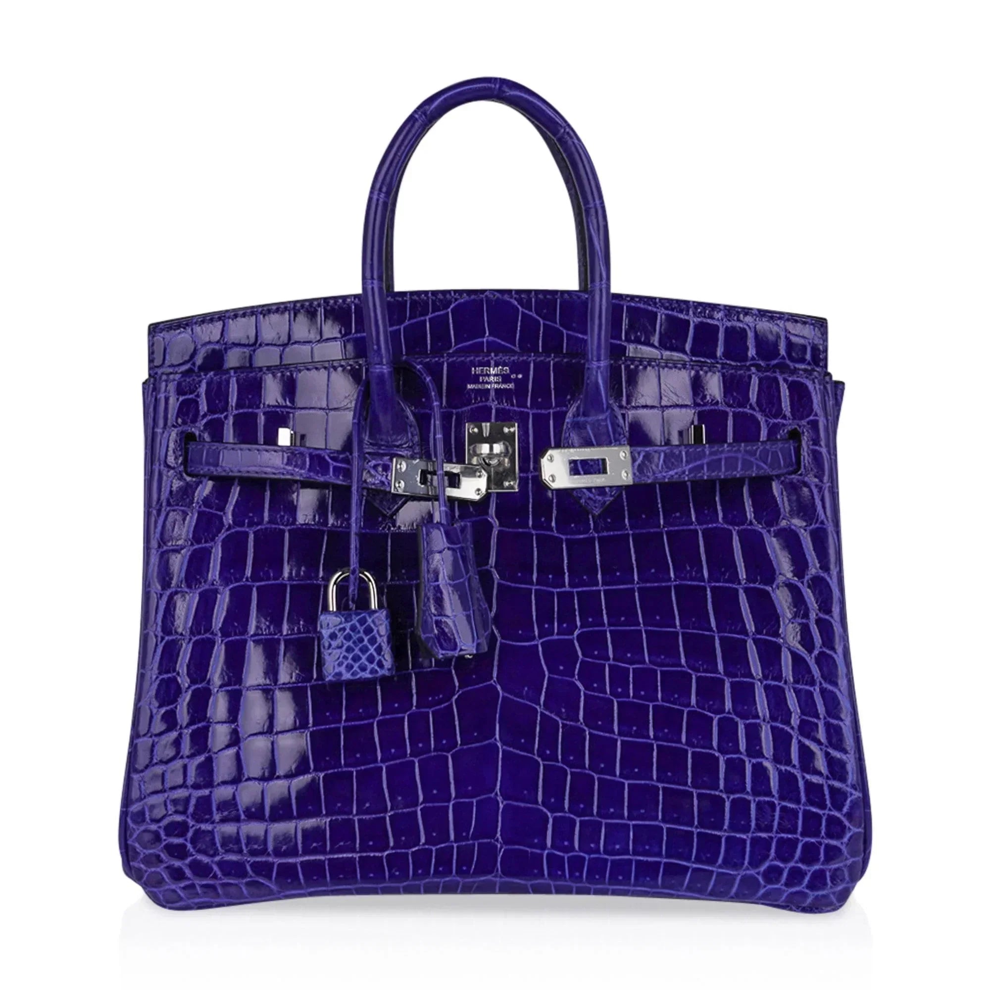 👜Birkin 25 Bag Blue Electric Crocodile Vivid Jewel Palladium Hardware
