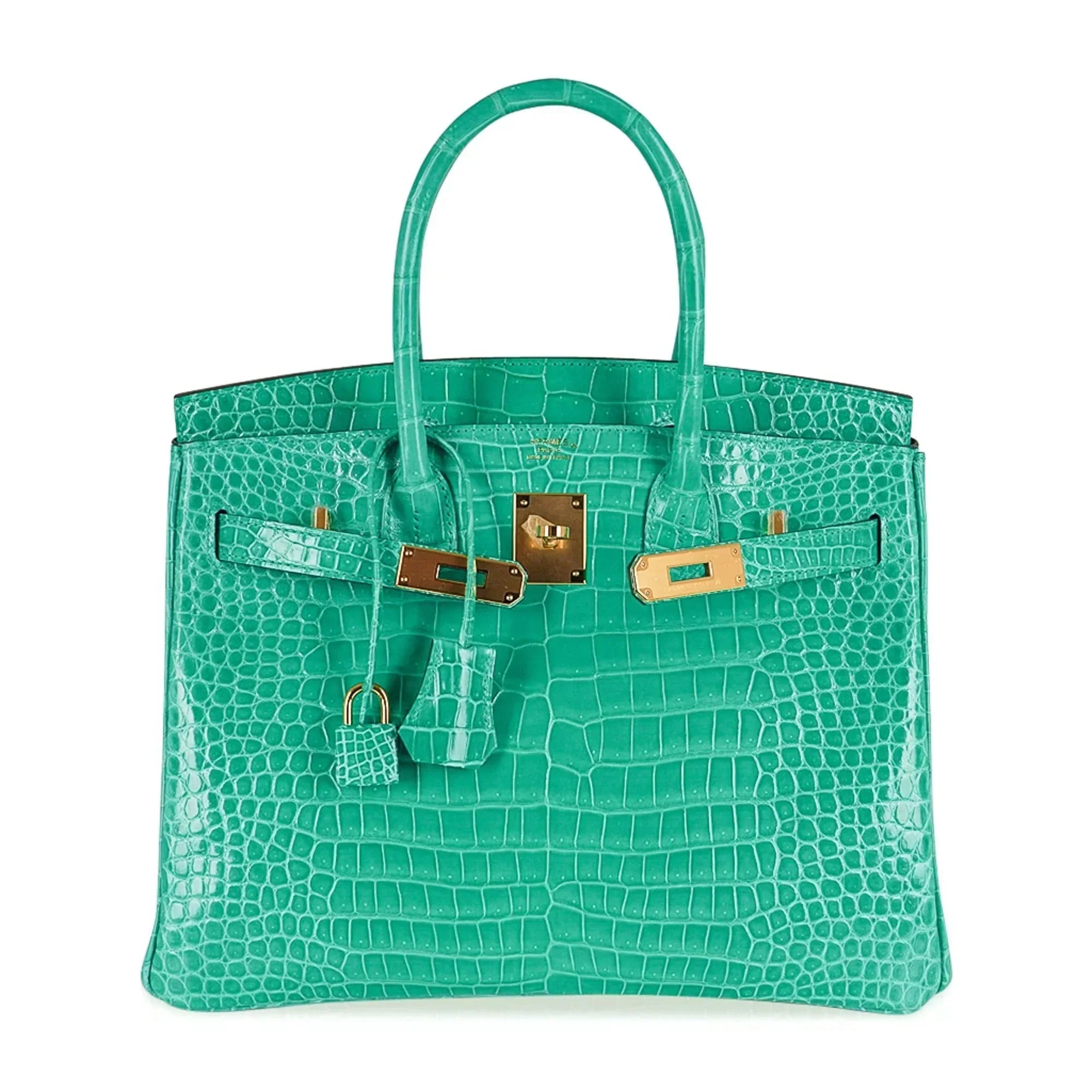 👜Birkin 30 Bag Jade Porosus Crocodile Gold Hardware