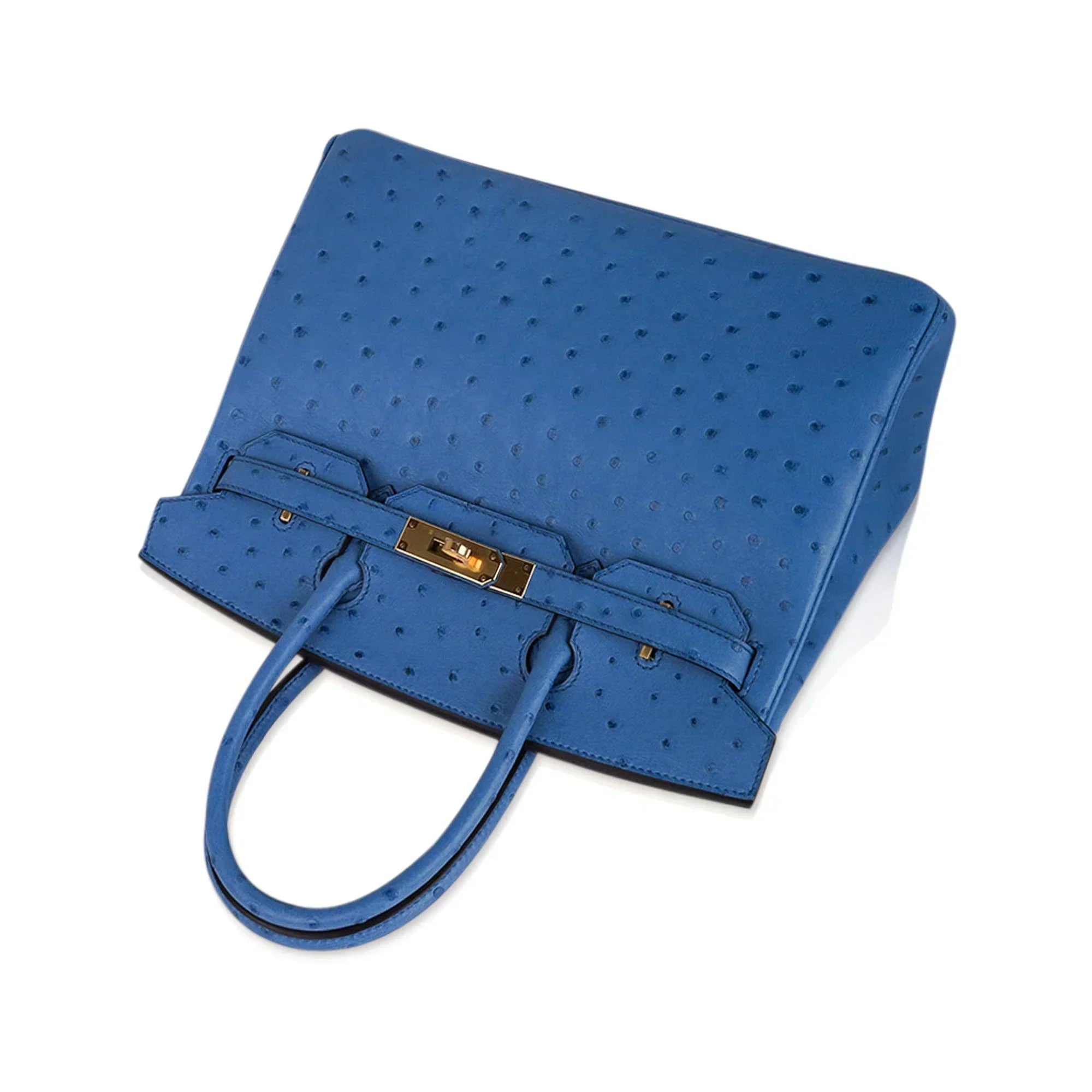 👜Birkin 30 Bag Bleu Mykonos Ostrich with Gold Hardware