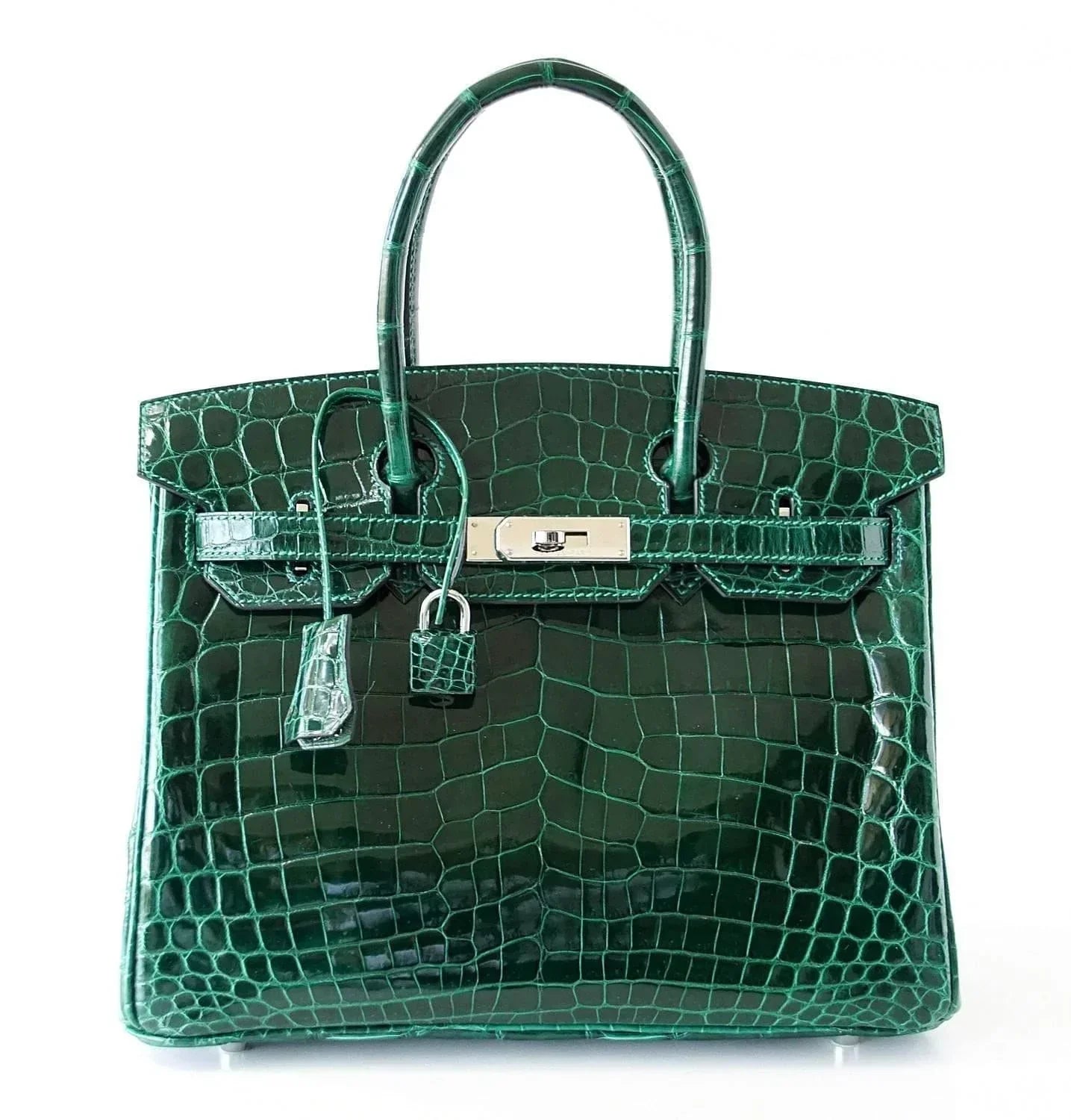 👜Birkin 30 Bag Emeraude Emerald Porosus Crocodile Palladium