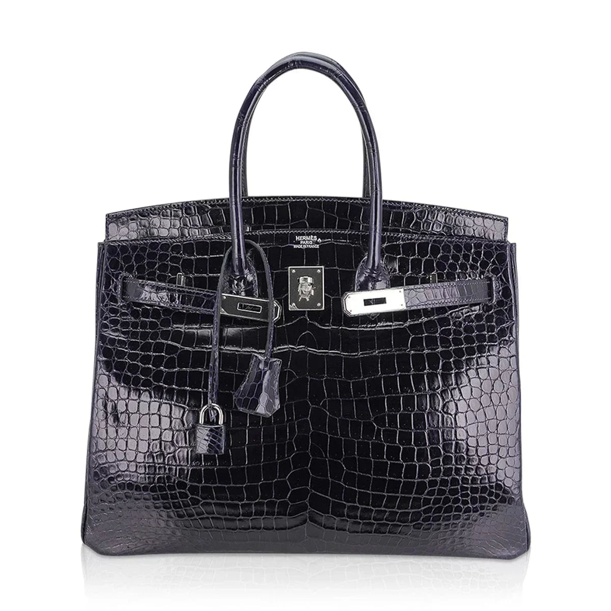 👜Birkin 35 Bag Blue Marine Porosus Crocodile with Palladium Hardware
