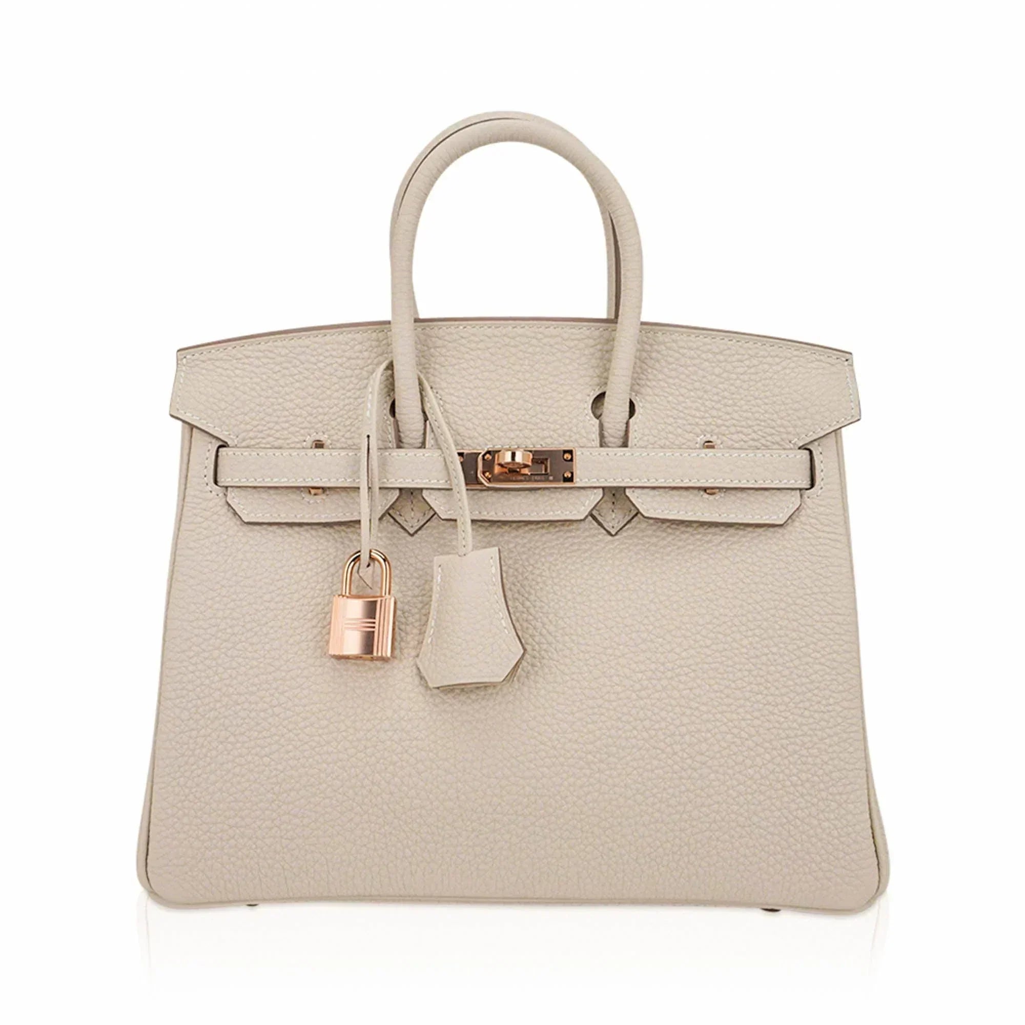 👜Birkin 25 Bag Craie Togo Leather with Rose Gold Hardware