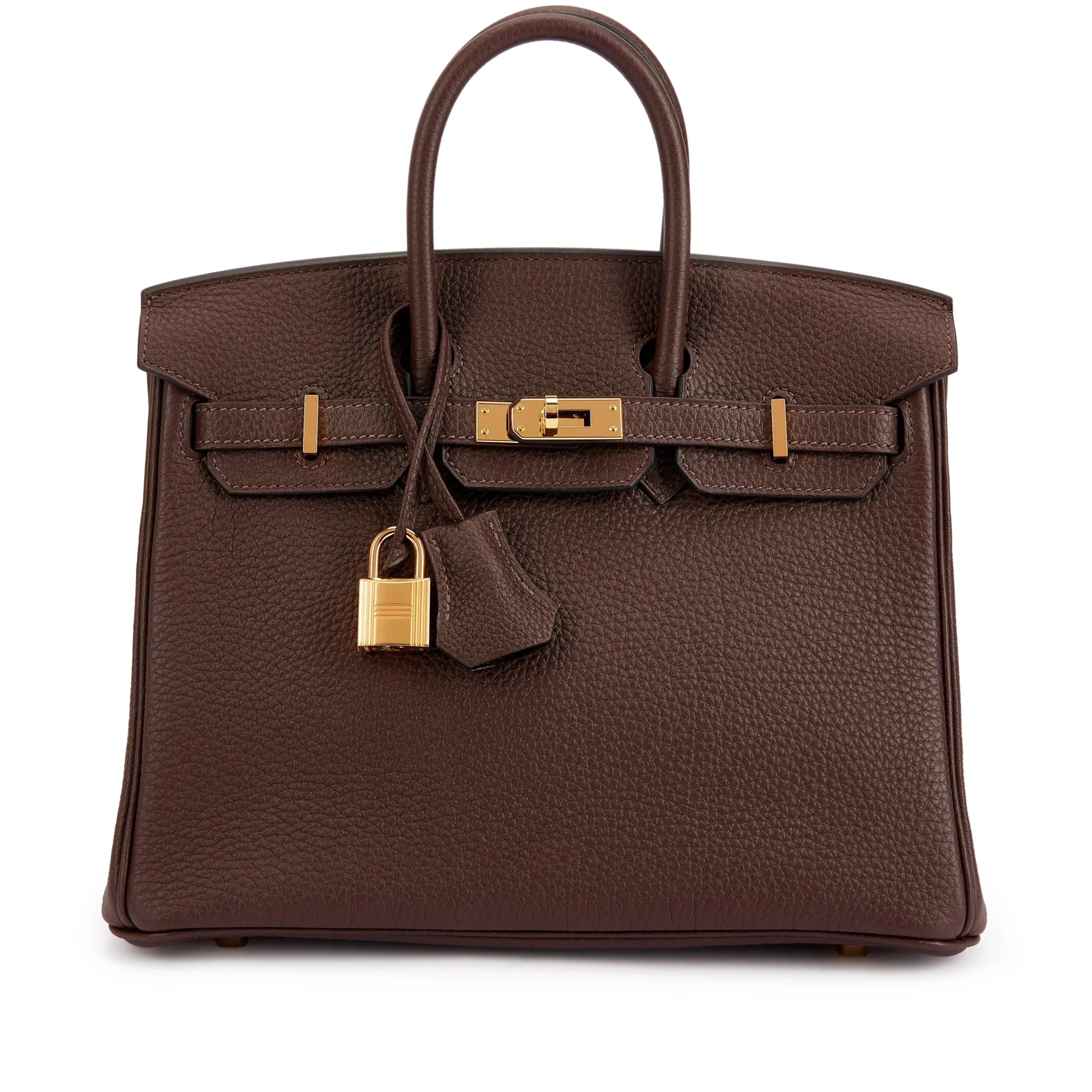 👜Birkin 25 Gold Hardware Chocolat Togo Quilted Epsom Leather Golden Lock