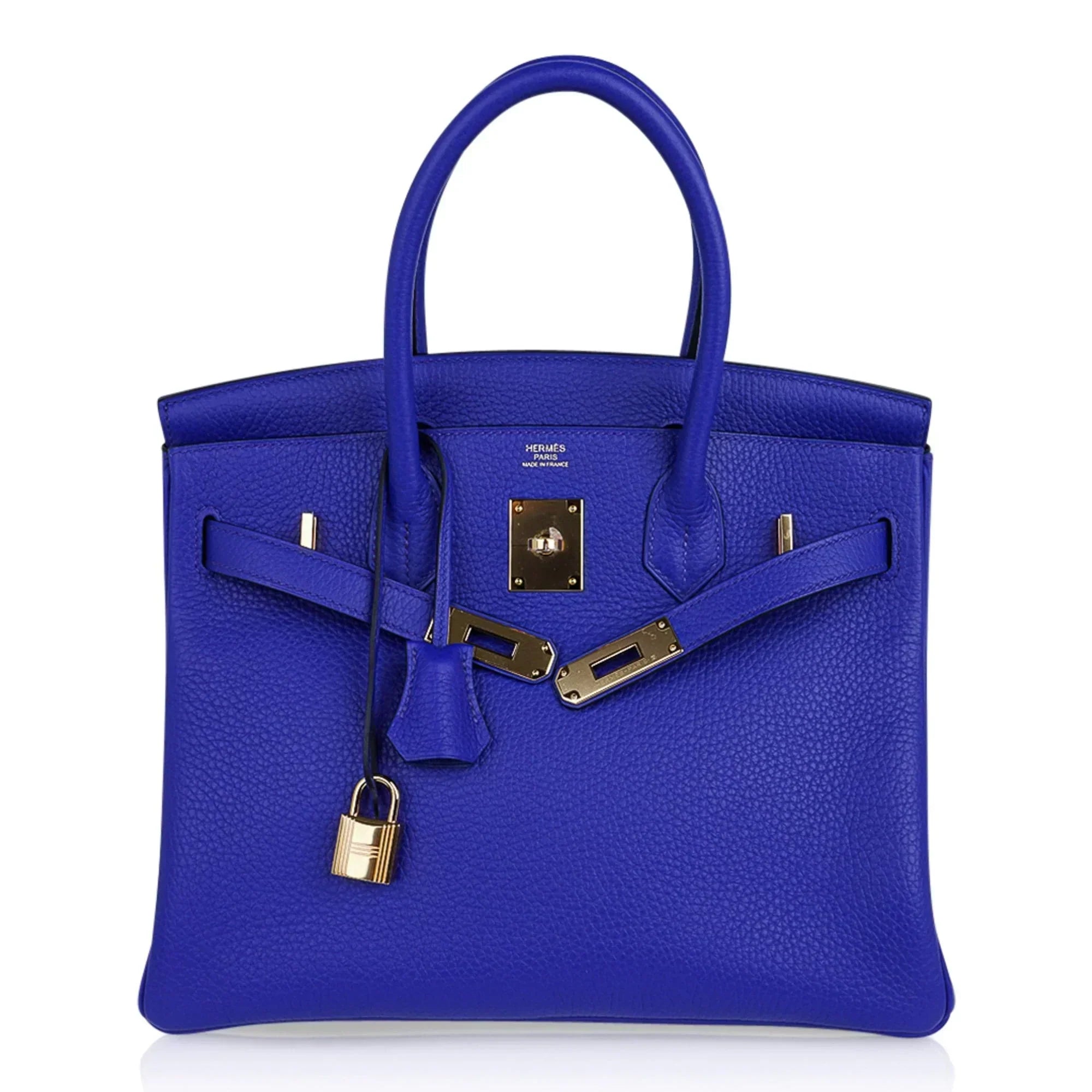 👜Birkin 30 Bag Blue Electric Clemence Gold Hardware