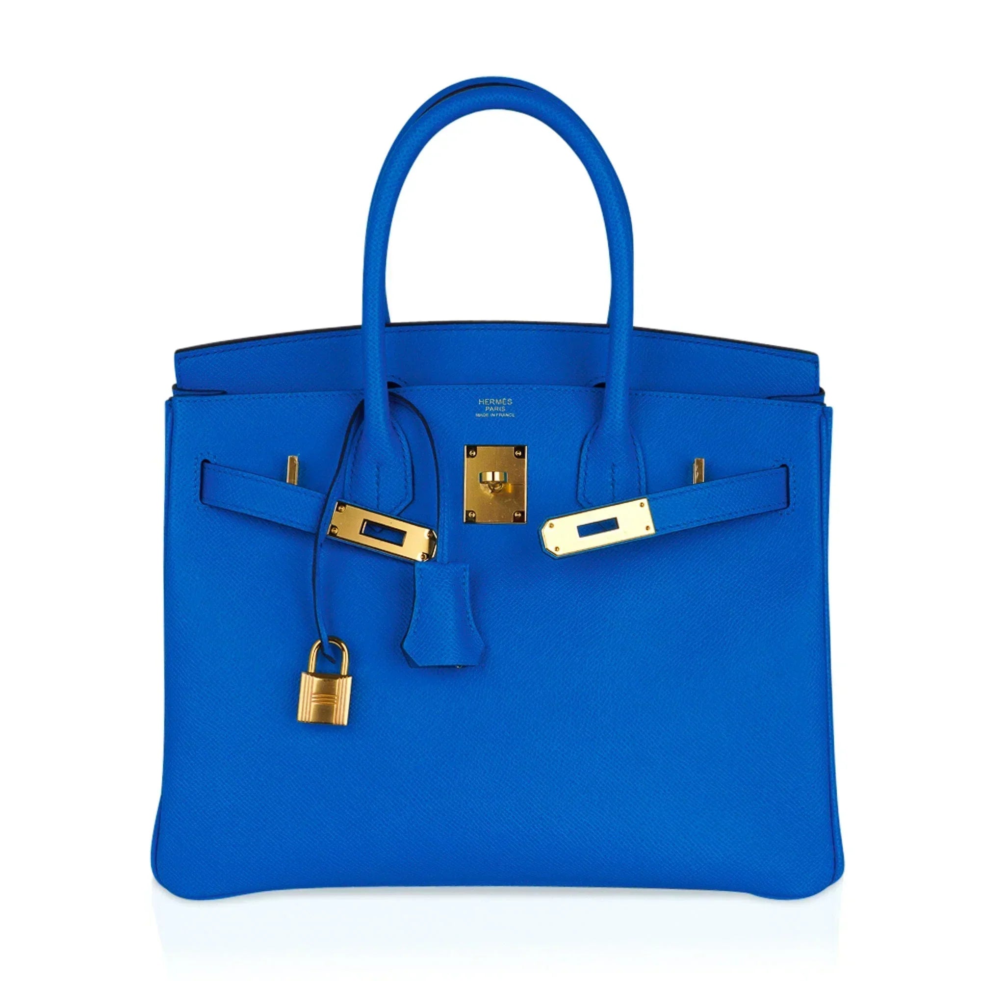 👜Birkin 30 Bag Bleu Frida Epsom Gold Hardware New w/ Box