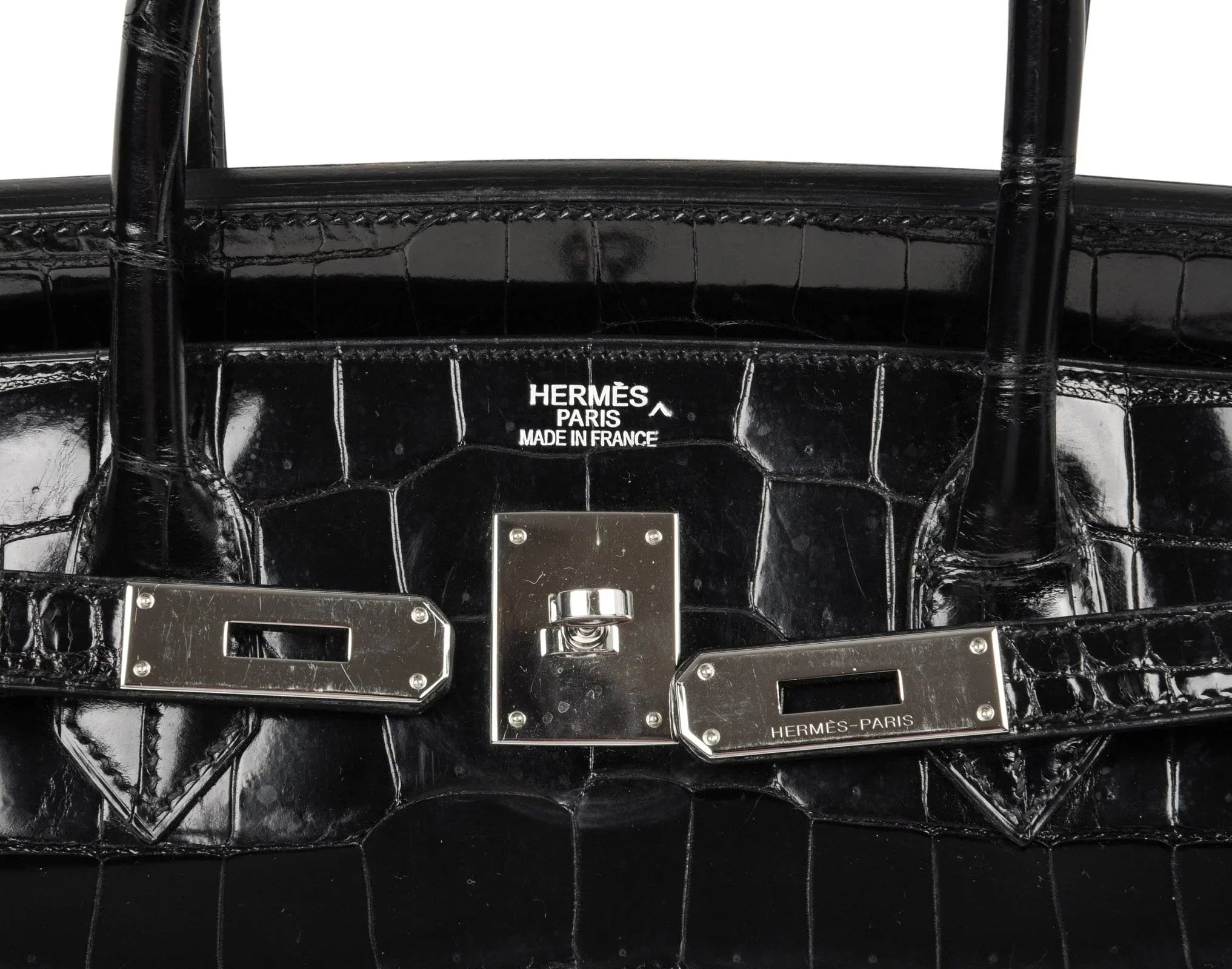👜Birkin 40 Bag Black Porosus Crocodile Palladium