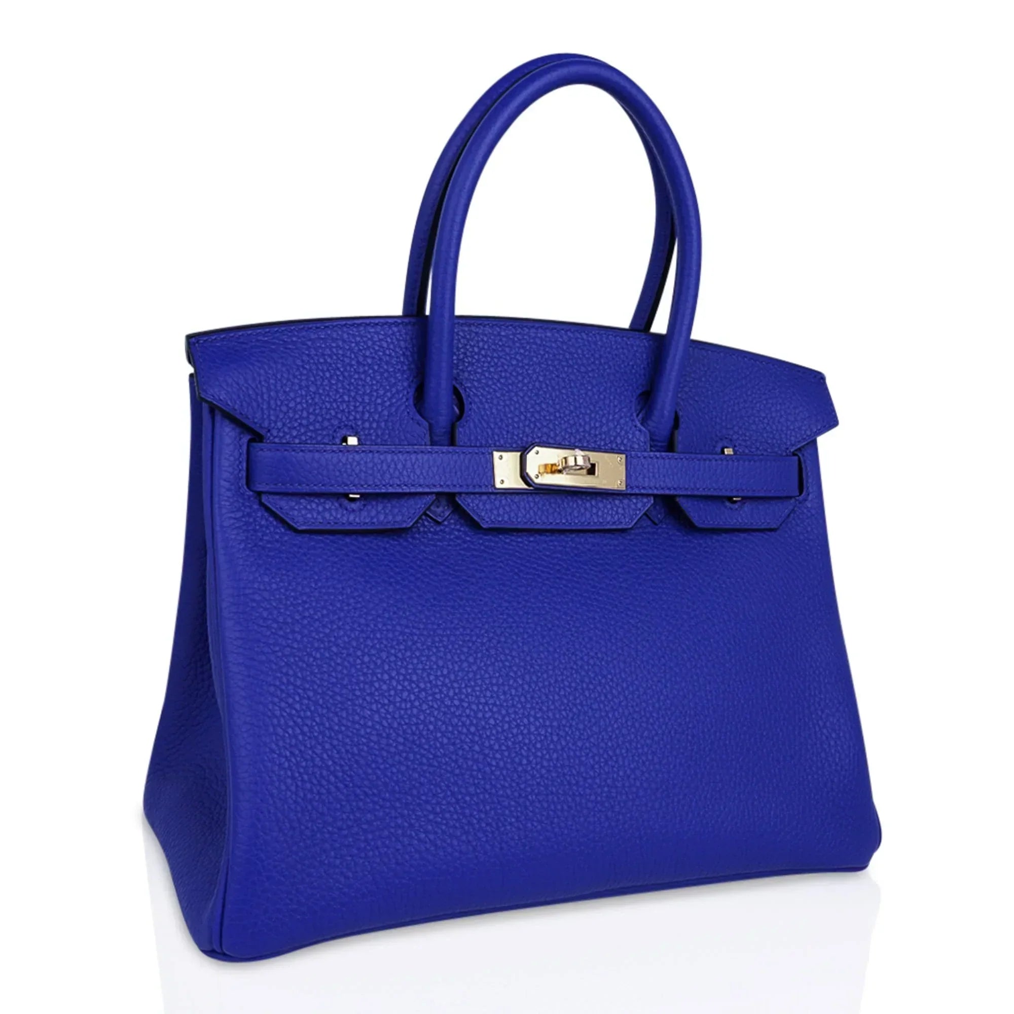 👜Birkin 30 Bag Blue Electric Clemence Gold Hardware