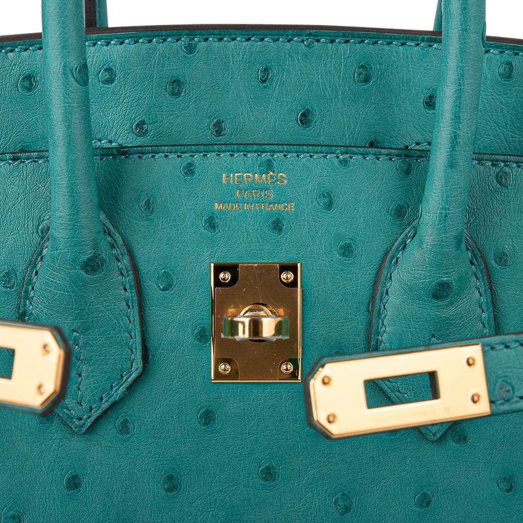 👜Birkin 25 Bag Vert Verone Ostrich Gold Hardware