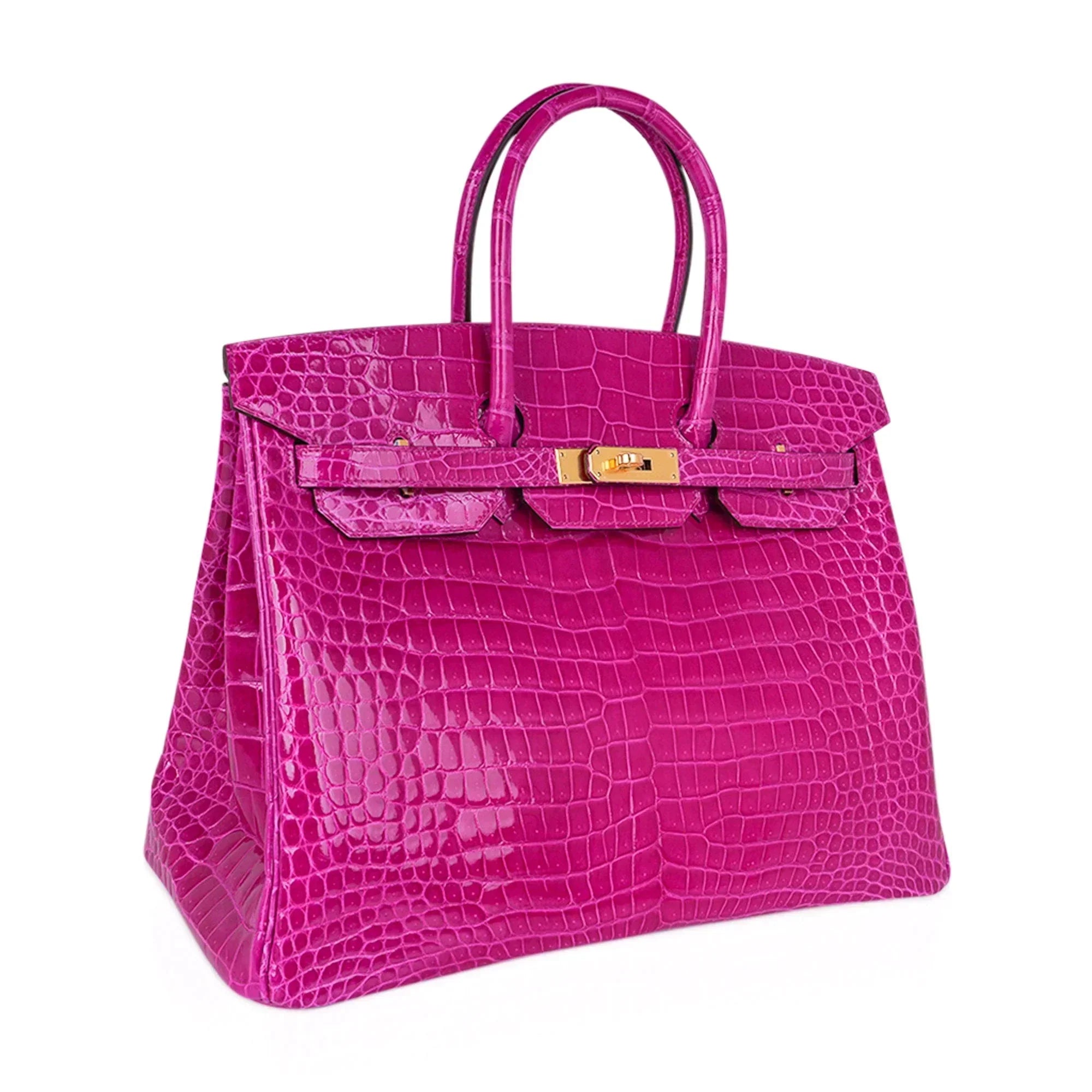 👜Birkin 35 Rose Scheherazade Porosus Crocodile Bag Gold Hardware