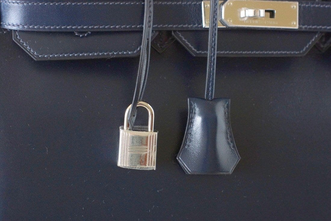 👜Birkin 35 Bag (Bleu) Blue Marine Coveted Rare Box Leather Palladium