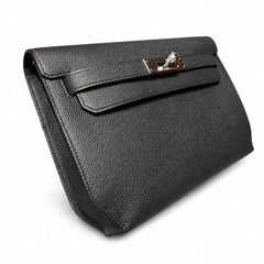 kelly Depeches clutch, Epsom leather 89 Noir black, top-notch craftsmanship! Counter quality!
