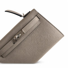 Fully hand-sewn👉Second generation Mini Kelly 19cm imported Epsom leather asphalt gray silver buckle