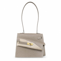 Kelly Desordre 20cm Sellier double-sided Epsom original palm print leather ck18 elephant gray Etoupe gold buckle GHw top hand sewing