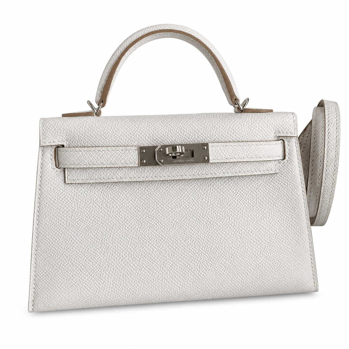 Fully hand-sewn👉Second generation Mini Kelly 19cm imported Epsom leather M4 milk gray silver buckle